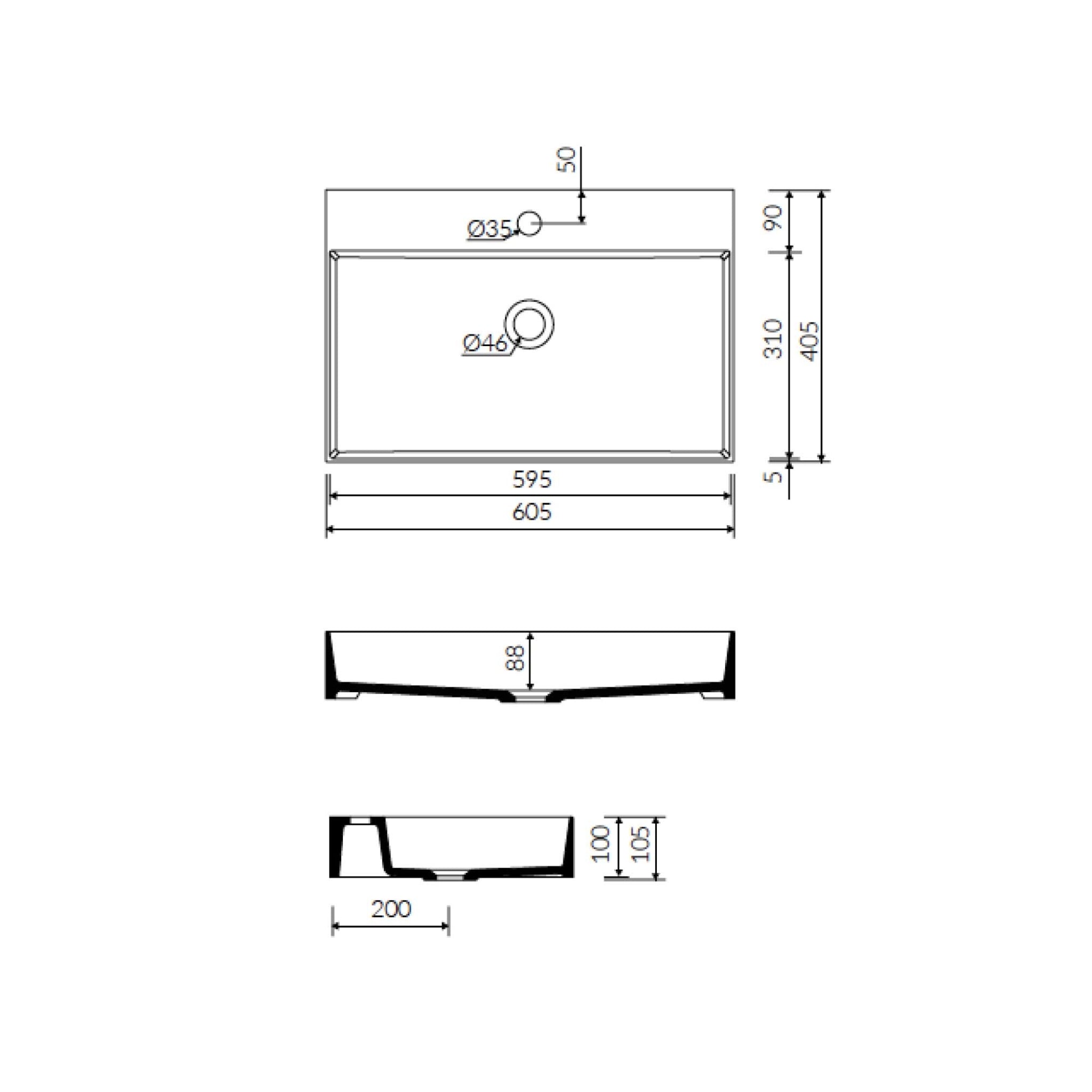 SEIMA TAVI 605 ABOVE COUNTER STONE BASIN MATTE WHITE 605MM