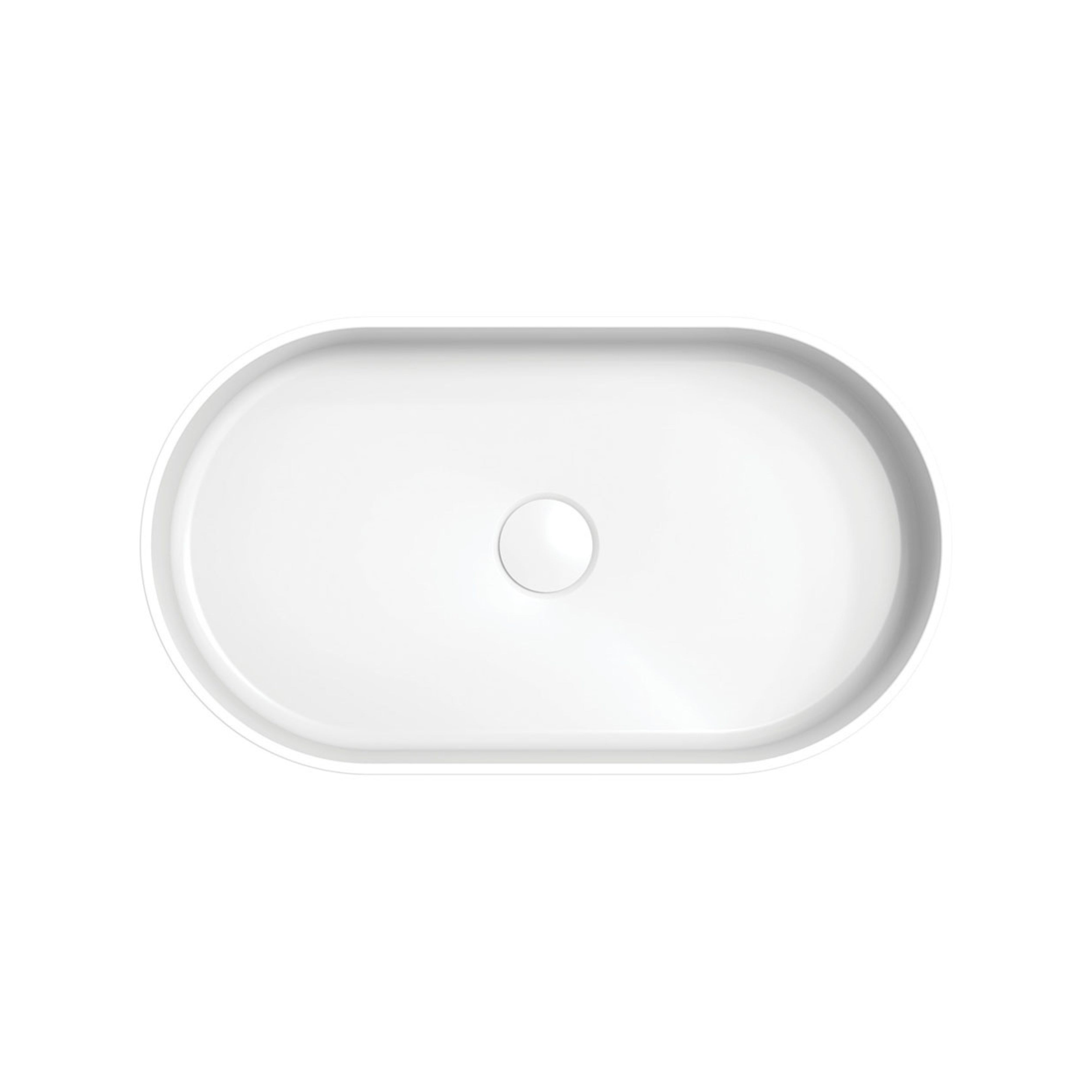 FIENZA MINKA PILL SOLID SURFACE ABOVE COUNTER BASIN MATTE WHITE 550MM