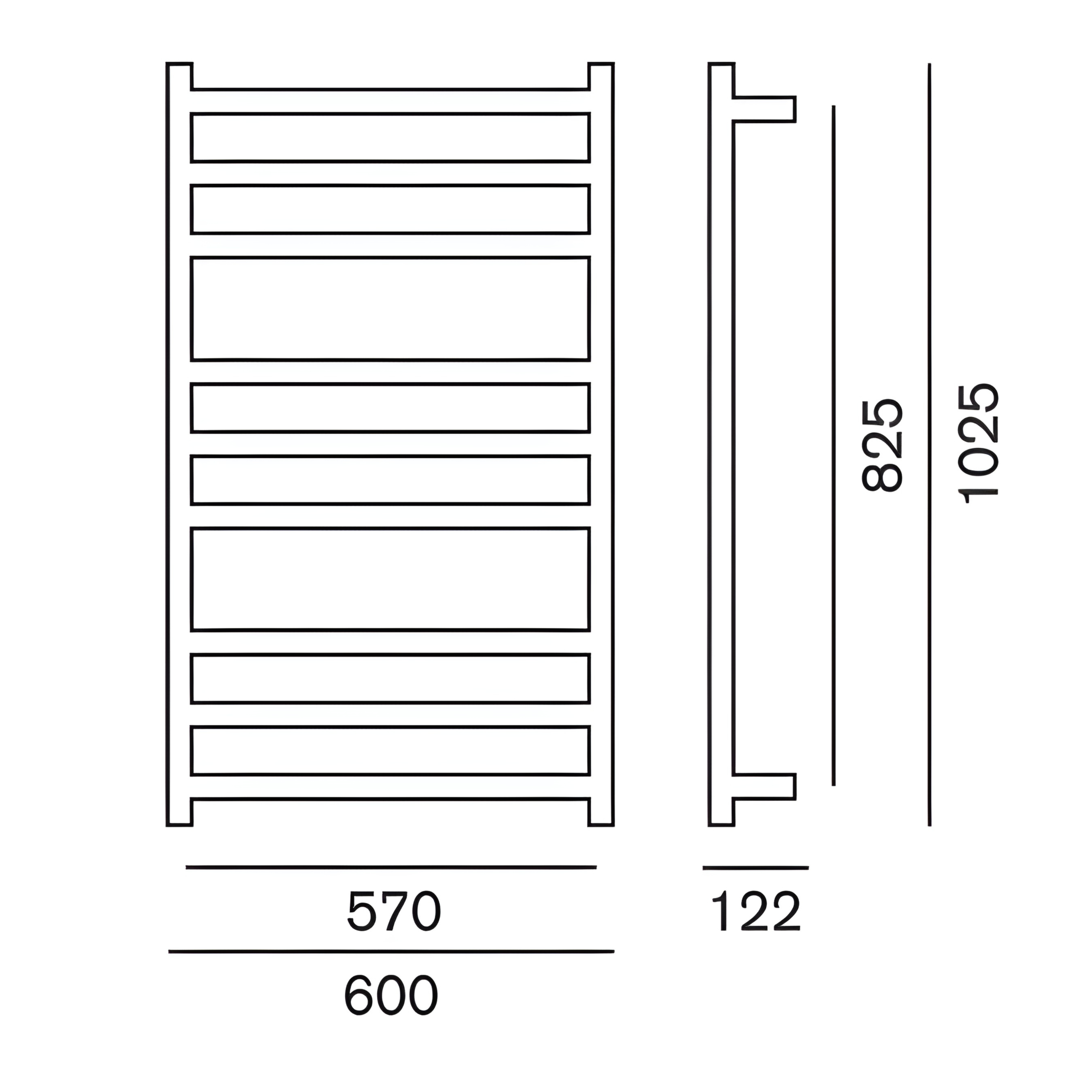 HEIRLOOM GENESIS ESP HEATED TOWEL RAIL STAINLESS STEEL 1025MM