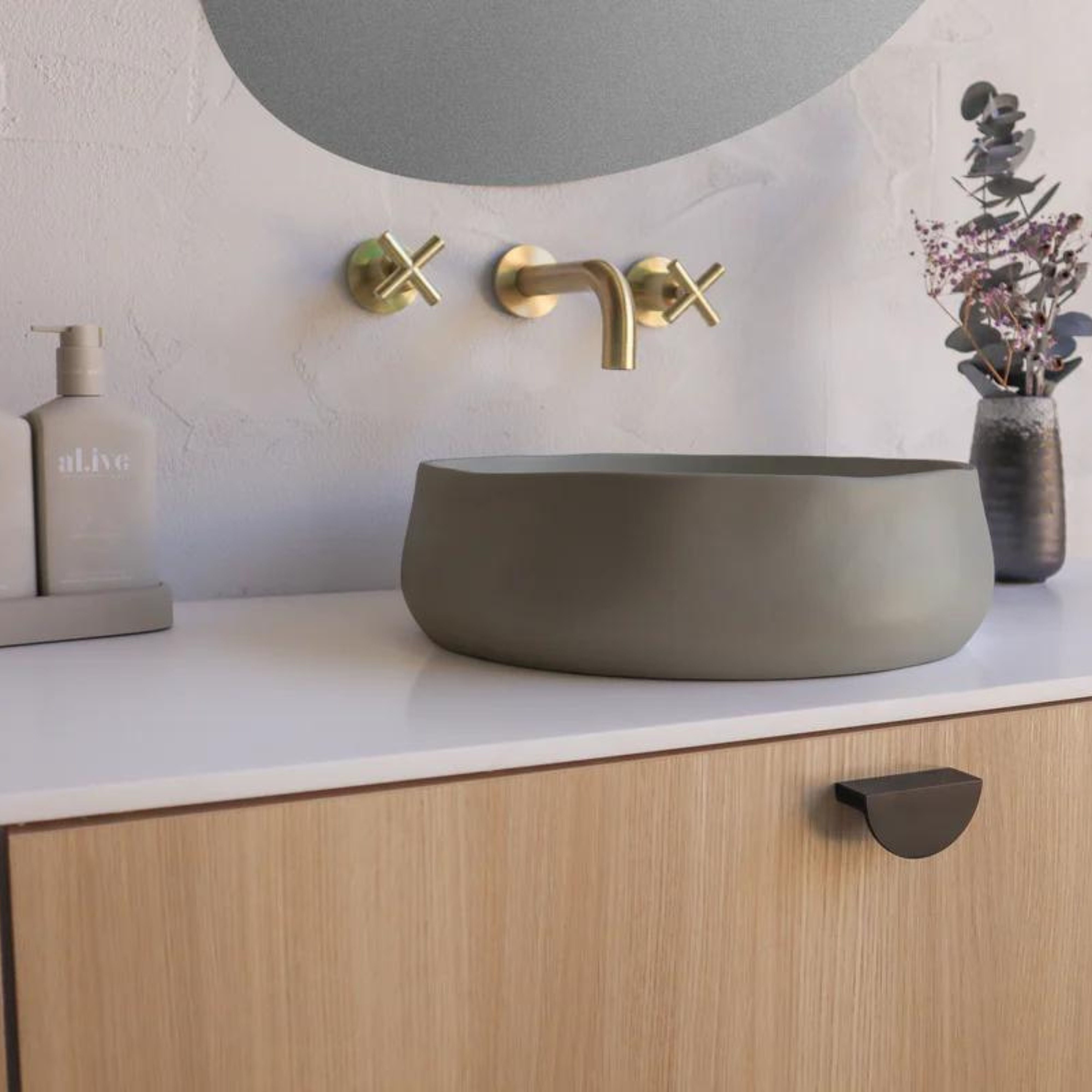 NOOD CO CONSCIOUS RANGE MILL ABOVE COUNTER / WALL HUNG BASIN SKY GREY 380MM