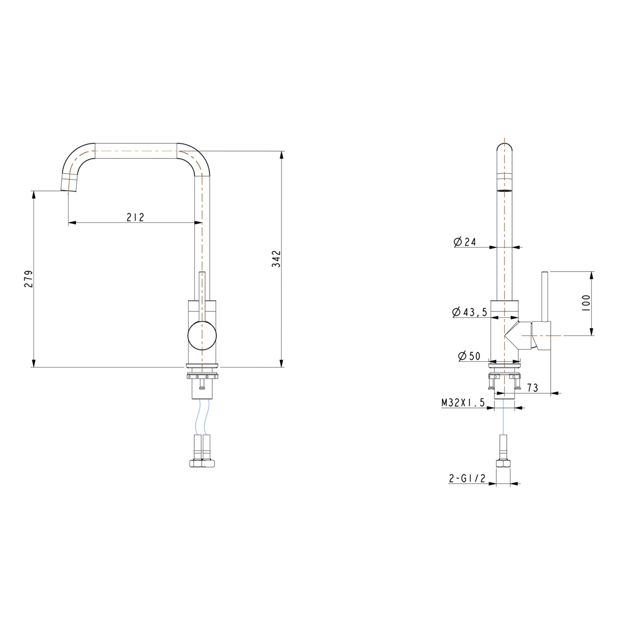 AQUAPERLA KITCHEN MIXER 310MM MATTE BLACK