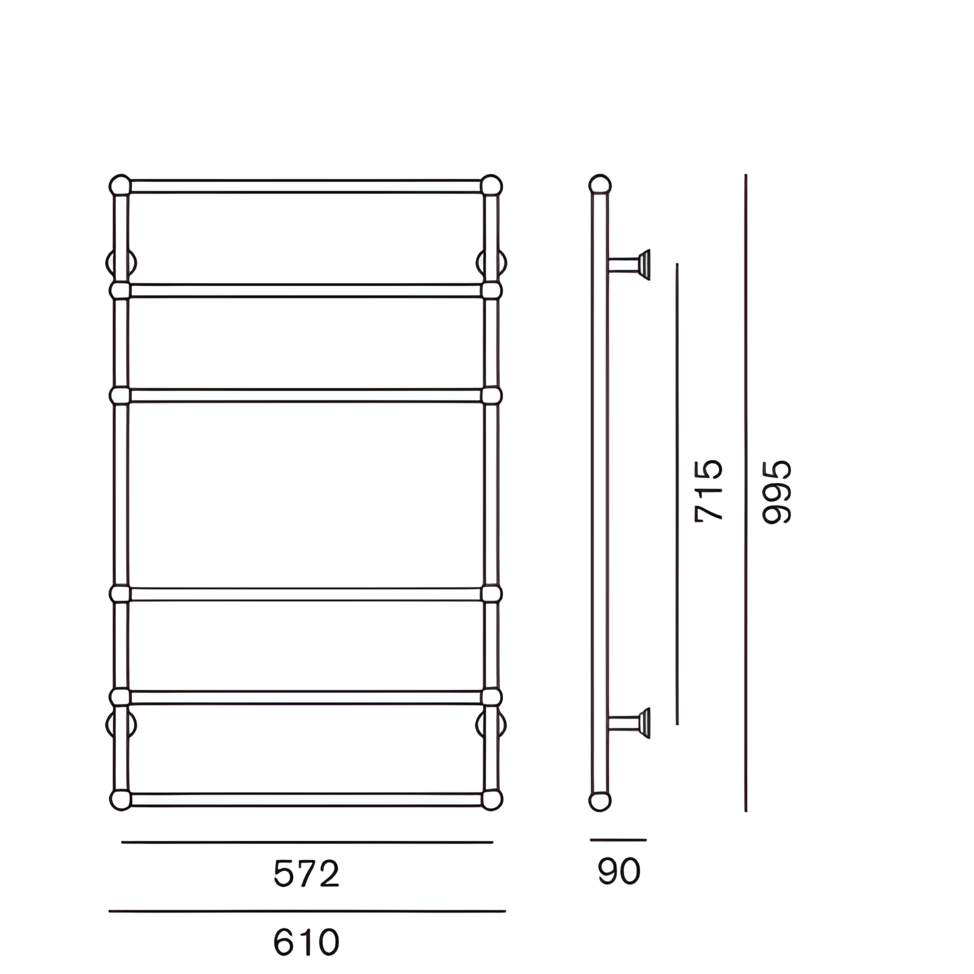 HEIRLOOM CARLTON HEATED TOWEL RAIL STAINLESS STEEL 995MM