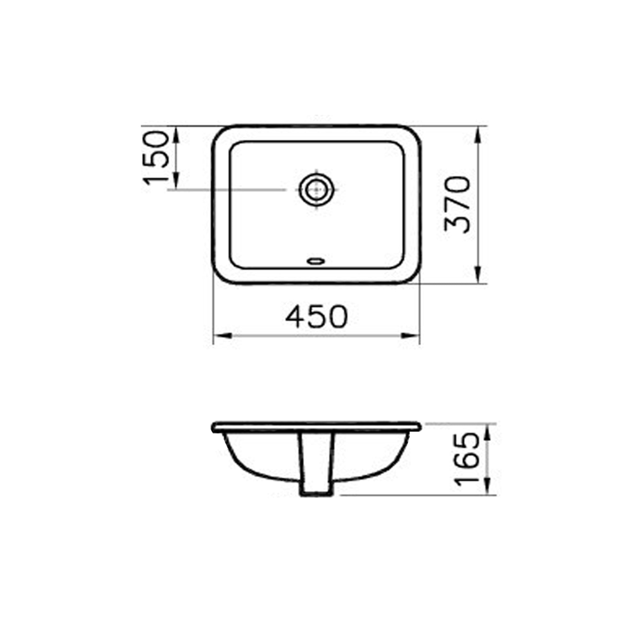 SEIMA LIMNI 451 INSET BASIN WITH OVERFLOW GLOSS WHITE 450MM