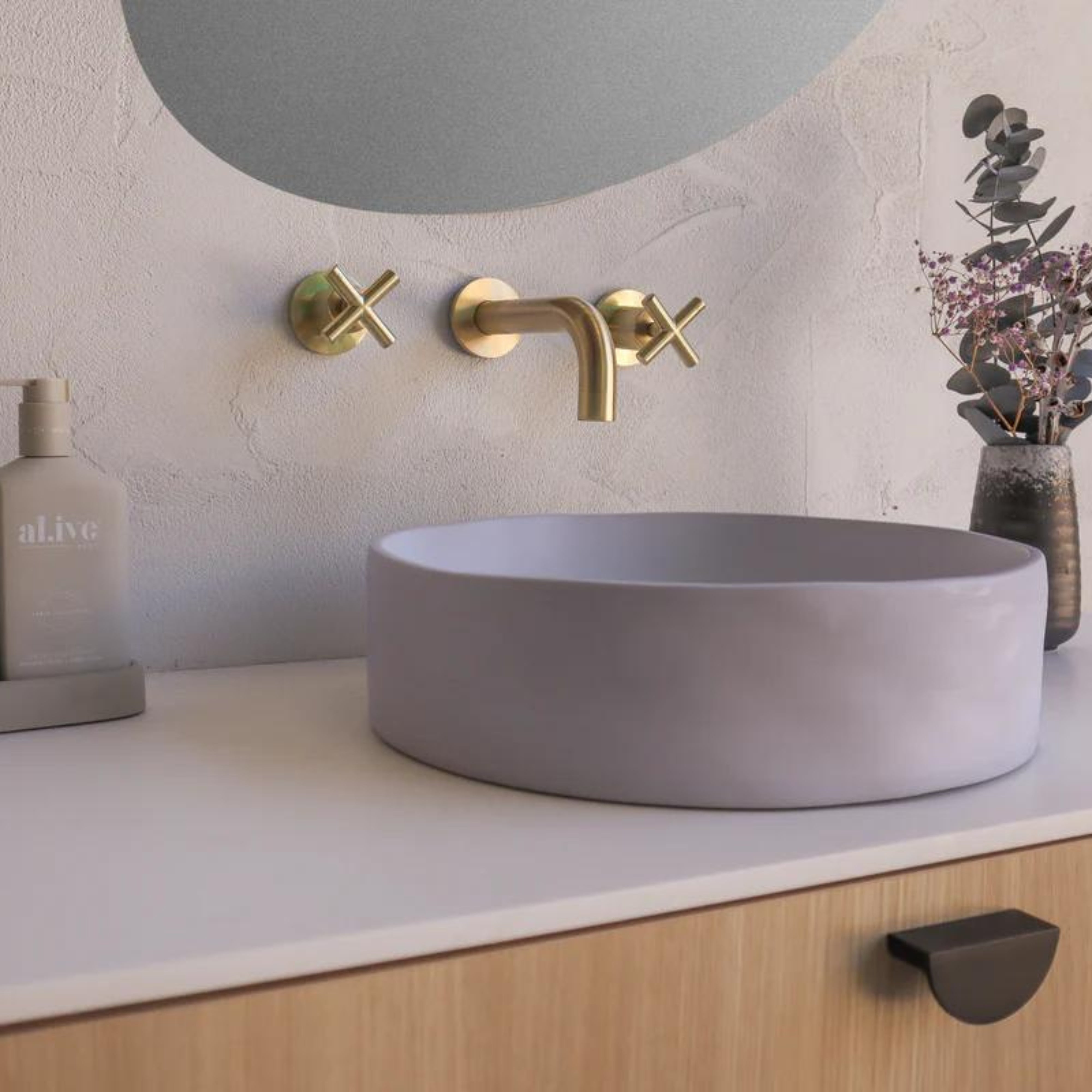 NOOD CO CONSCIOUS RANGE SLIP ABOVE COUNTER / WALL HUNG BASIN LILAC 380MM