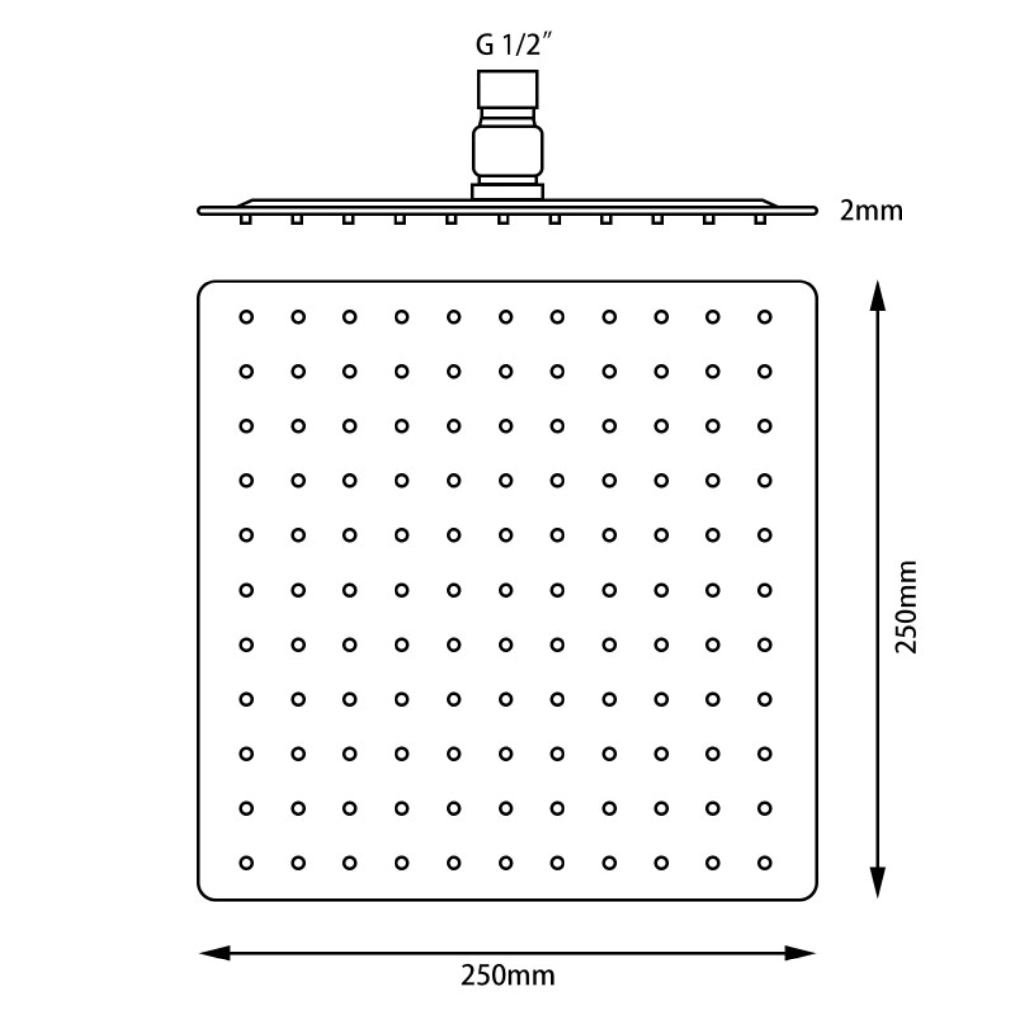 AQUAPERLA STAINLESS STEEL SQUARE SHOWER HEAD BRUSHED NICKEL 250MM