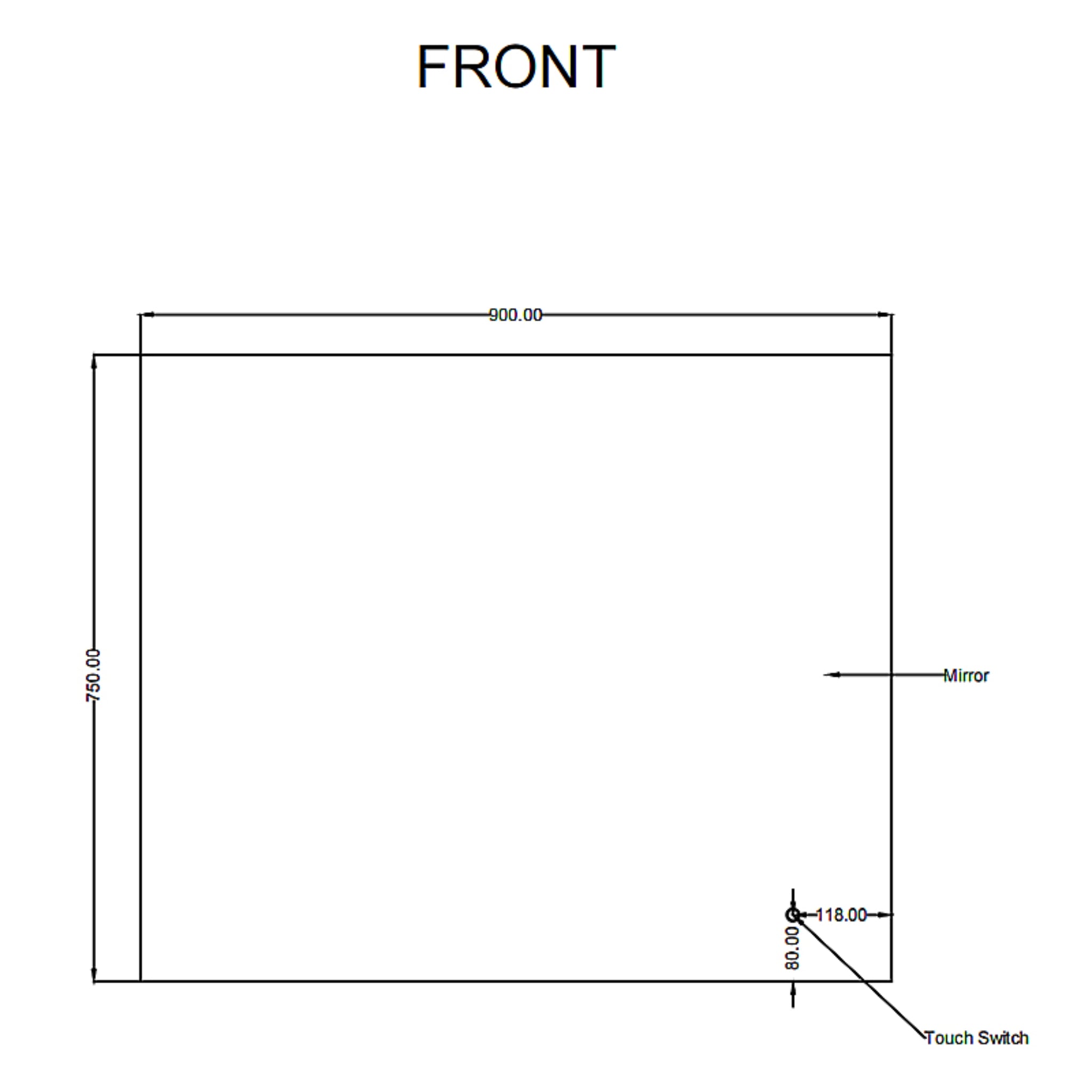 AQUAPERLA RECTANGULAR FRAMELESS 3 COLOUR BACK-LIT LED MIRROR SILVER 900X750MM