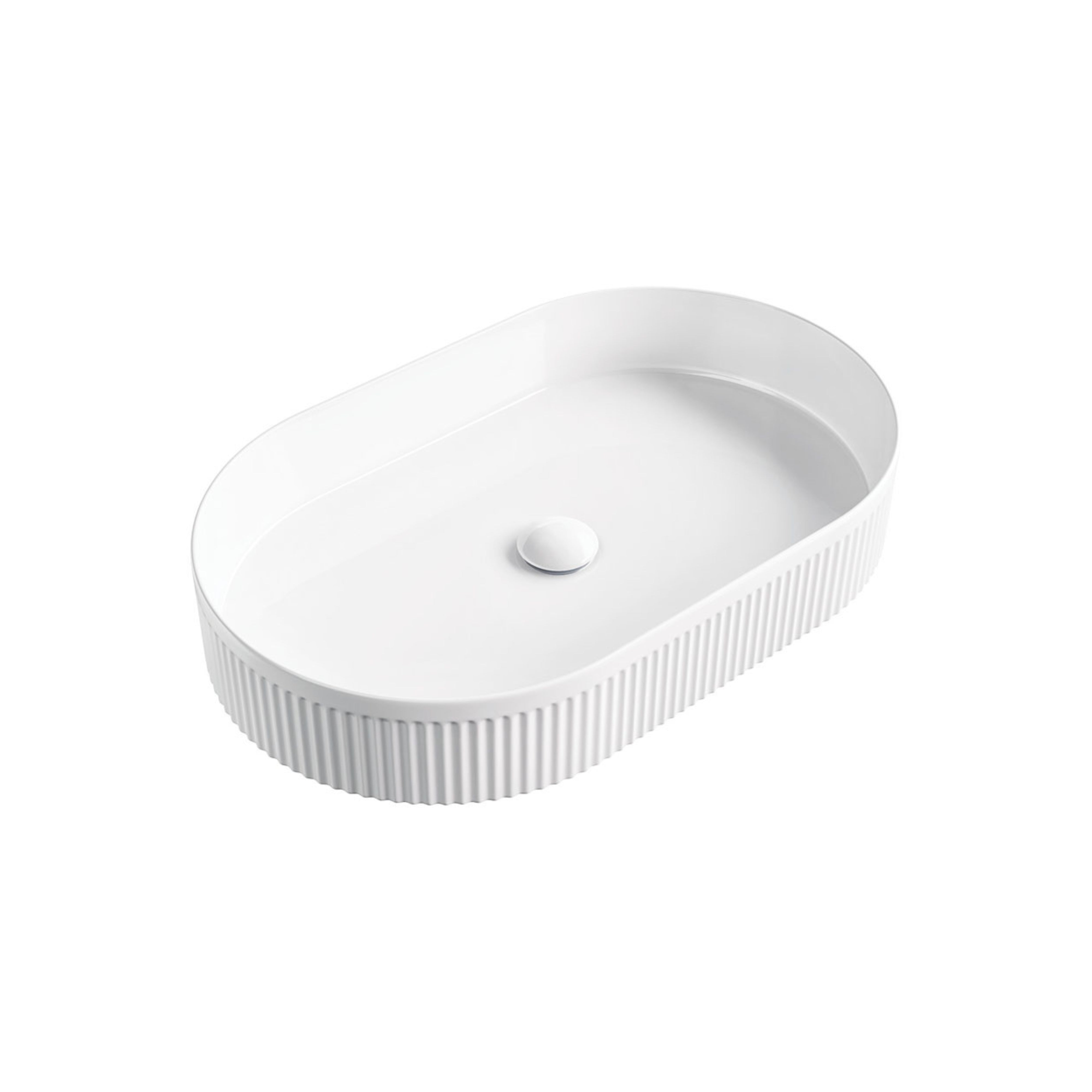 FIENZA ELEANOR FLUTED ABOVE COUNTER BASIN GLOSS WHITE 580MM