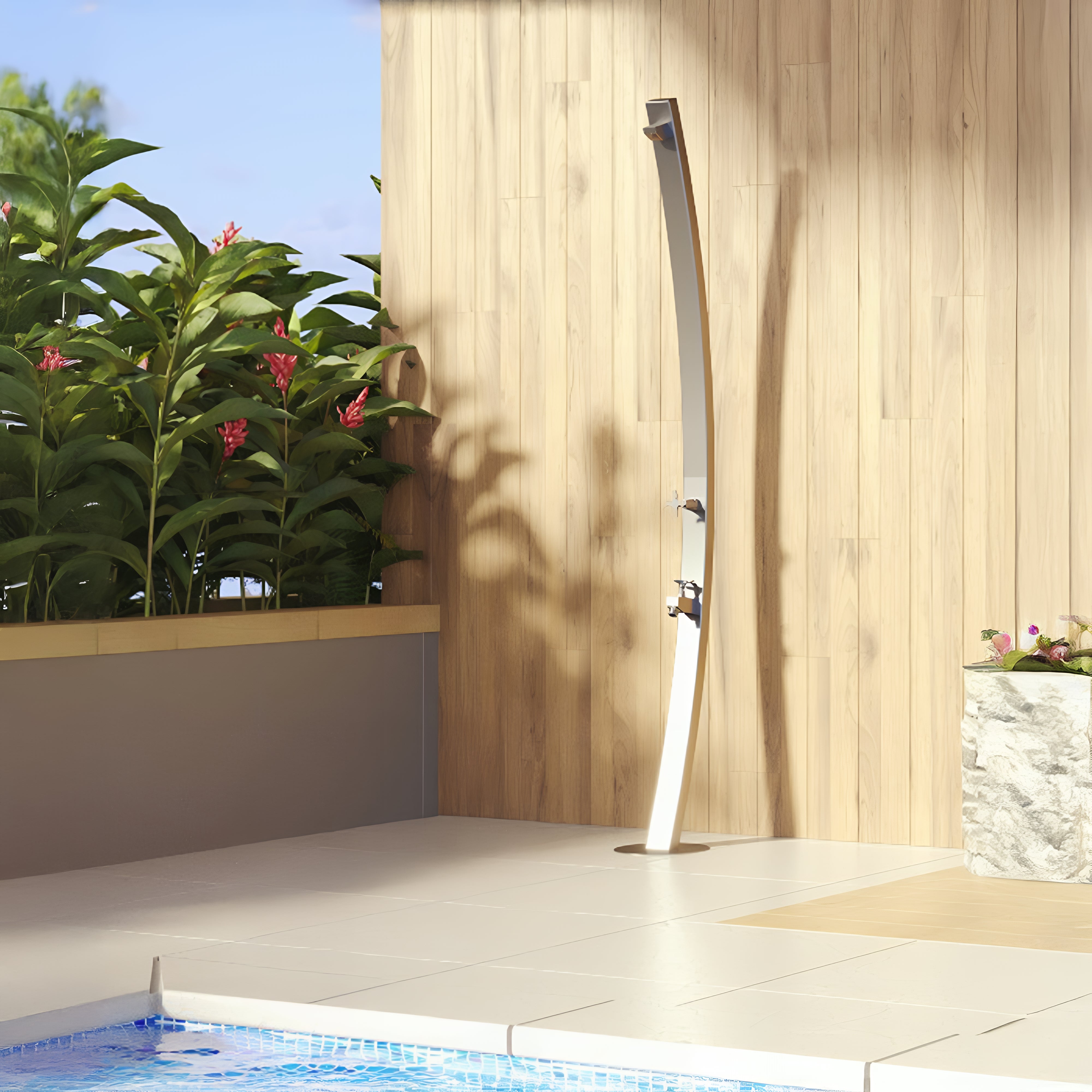 RAINWARE NOOSA FREESTANDING OUTDOOR COLD SHOWER AND FOOTWASH STAINLESS STEEL