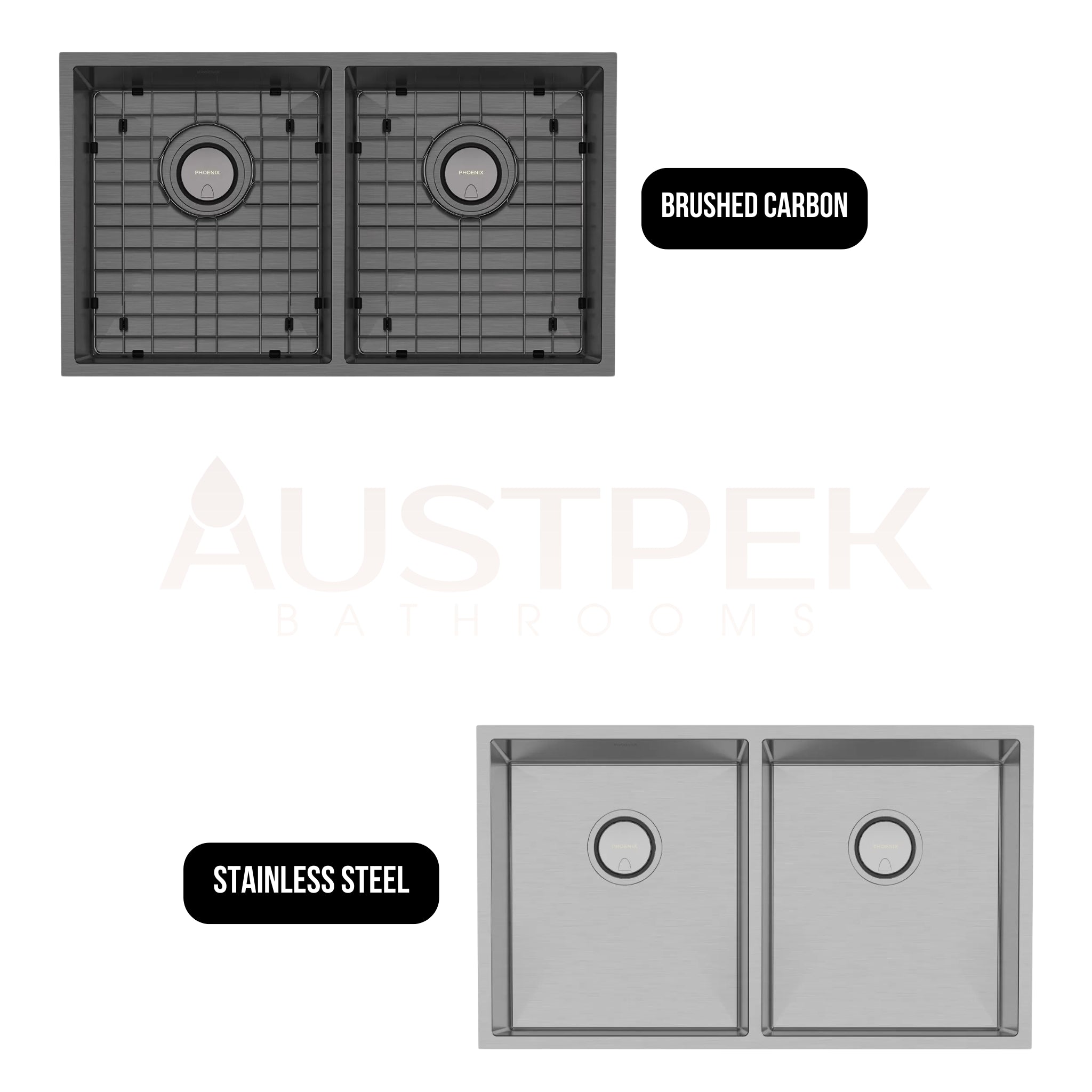 PHOENIX 4000 SERIES DOUBLE BOWL STAINLESS STEEL SINK 772MM