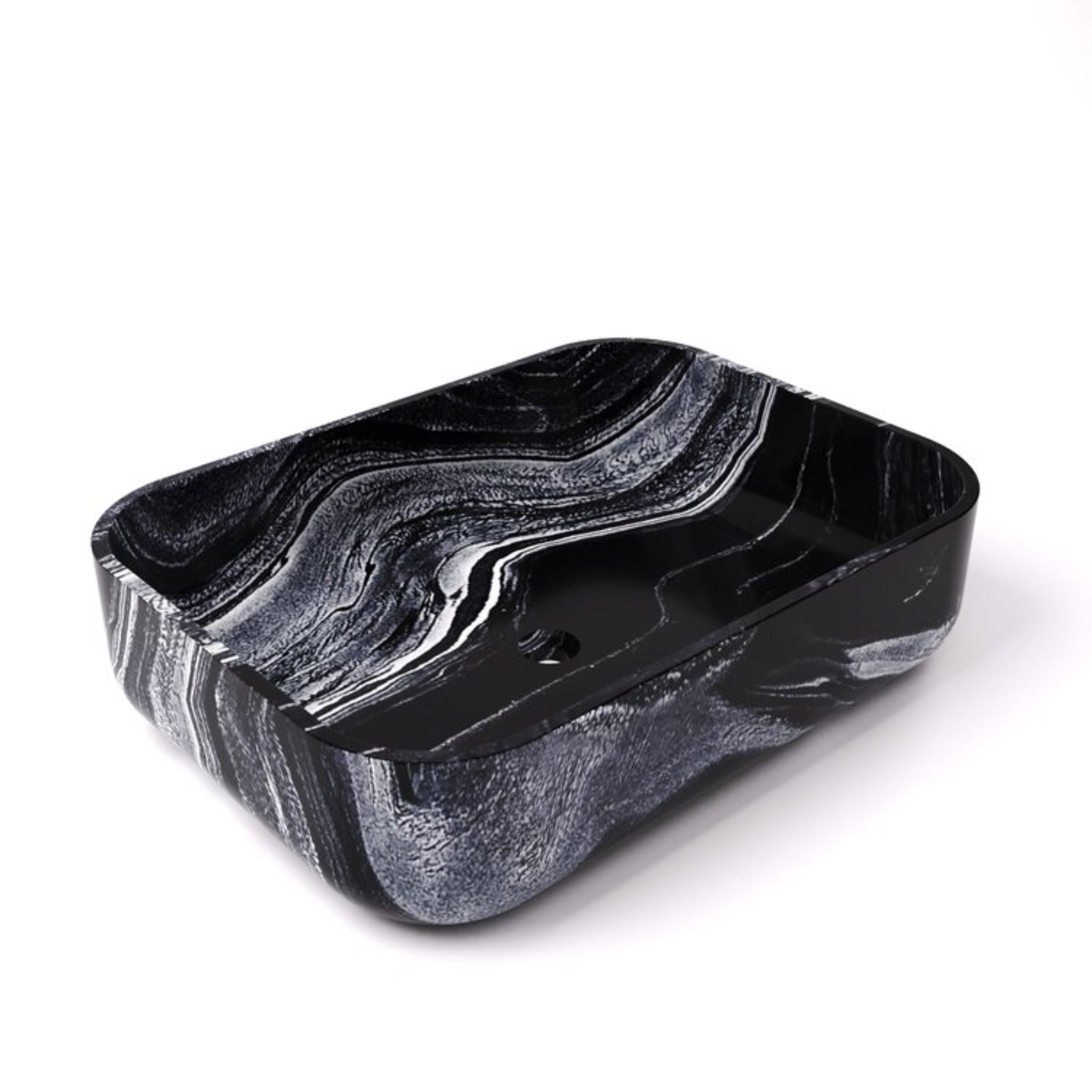 CARVUS BHUMI RECTANGULAR ABOVE COUNTER MARBLE BASIN BHAINSLANA BLACK 510MM