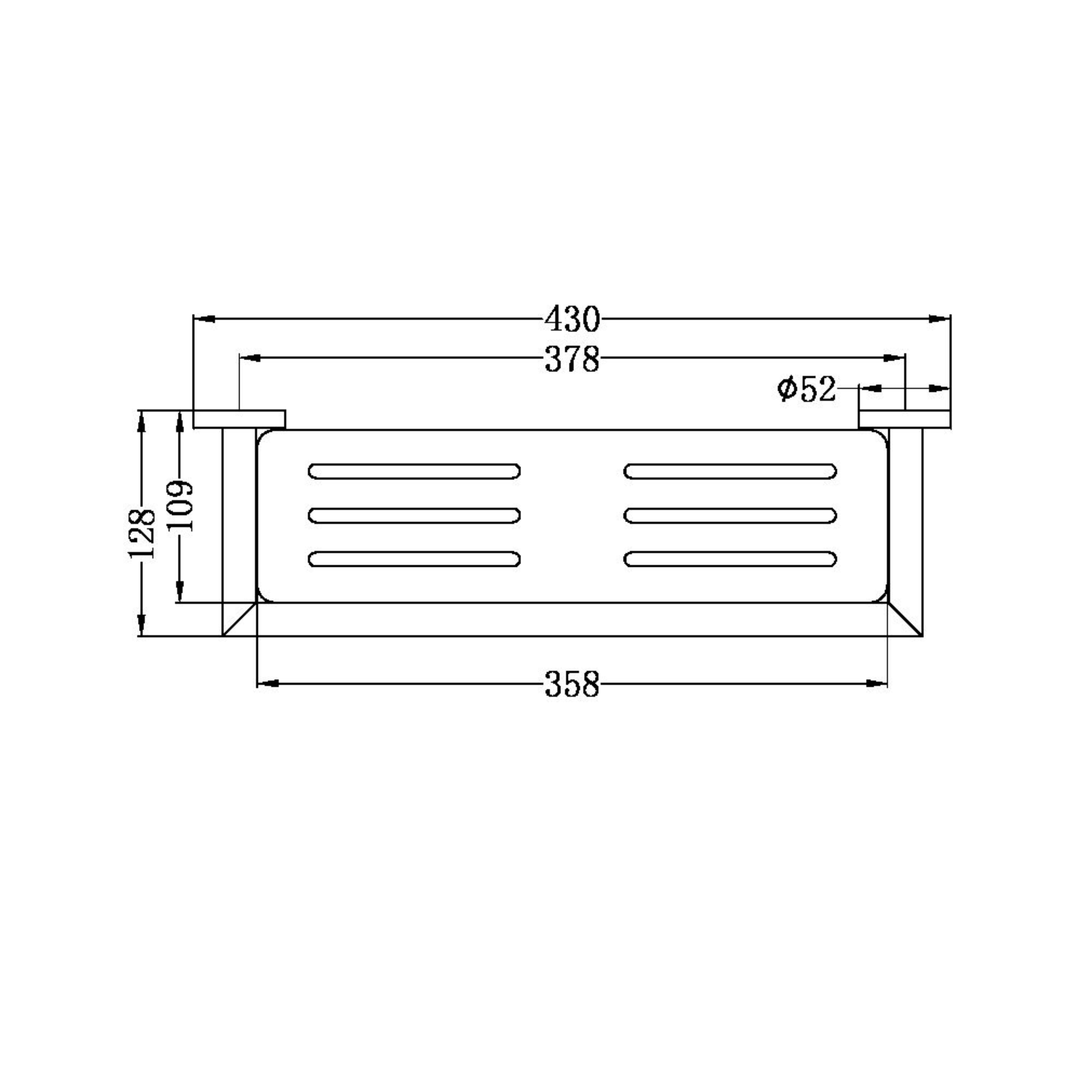 NERO DOLCE METAL SHOWER SHELF 430MM BRUSHED NICKEL