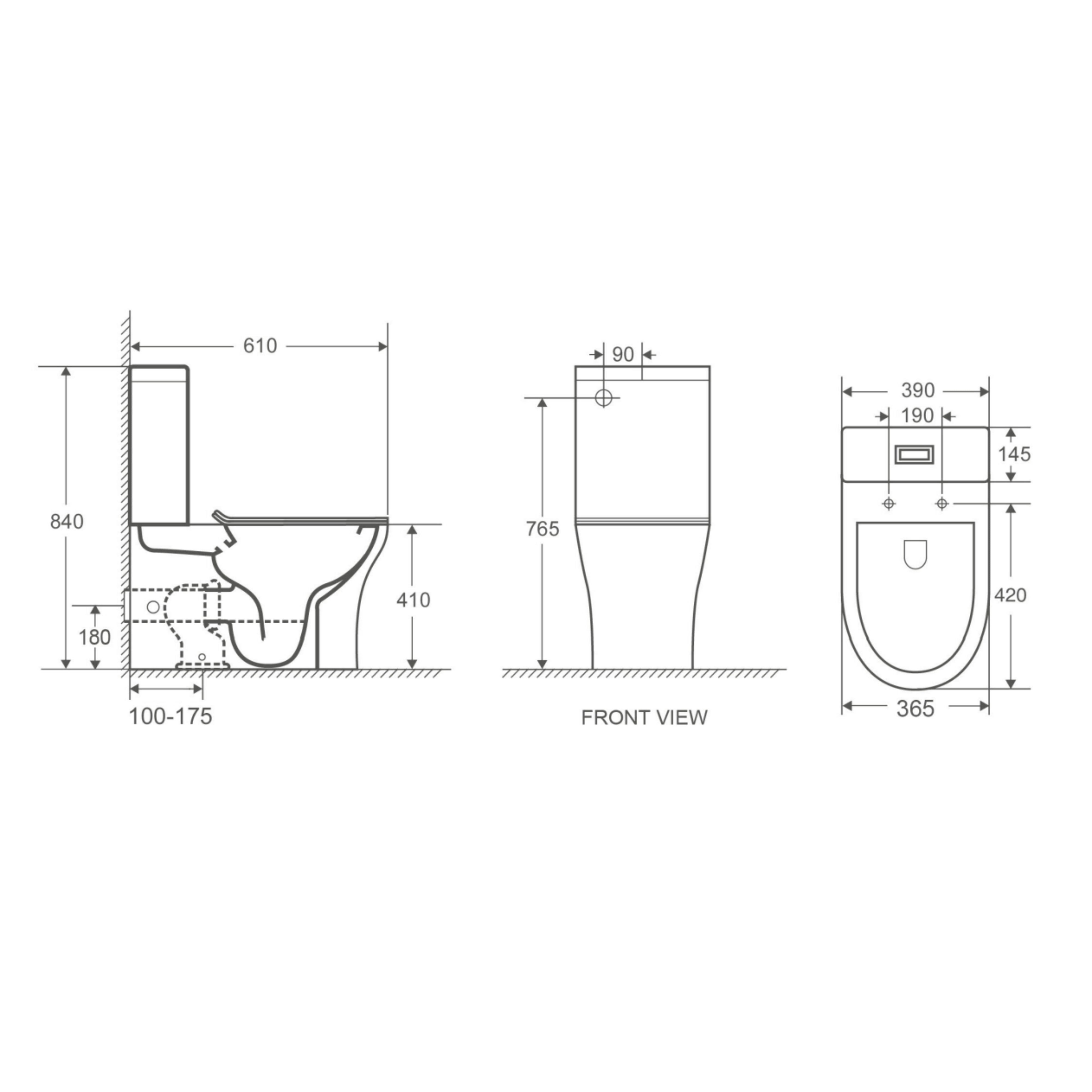 GARETH ASHTON VELA UNIVERSAL RIMLESS BACK TO WALL TOILET SUITE GLOSS WHITE