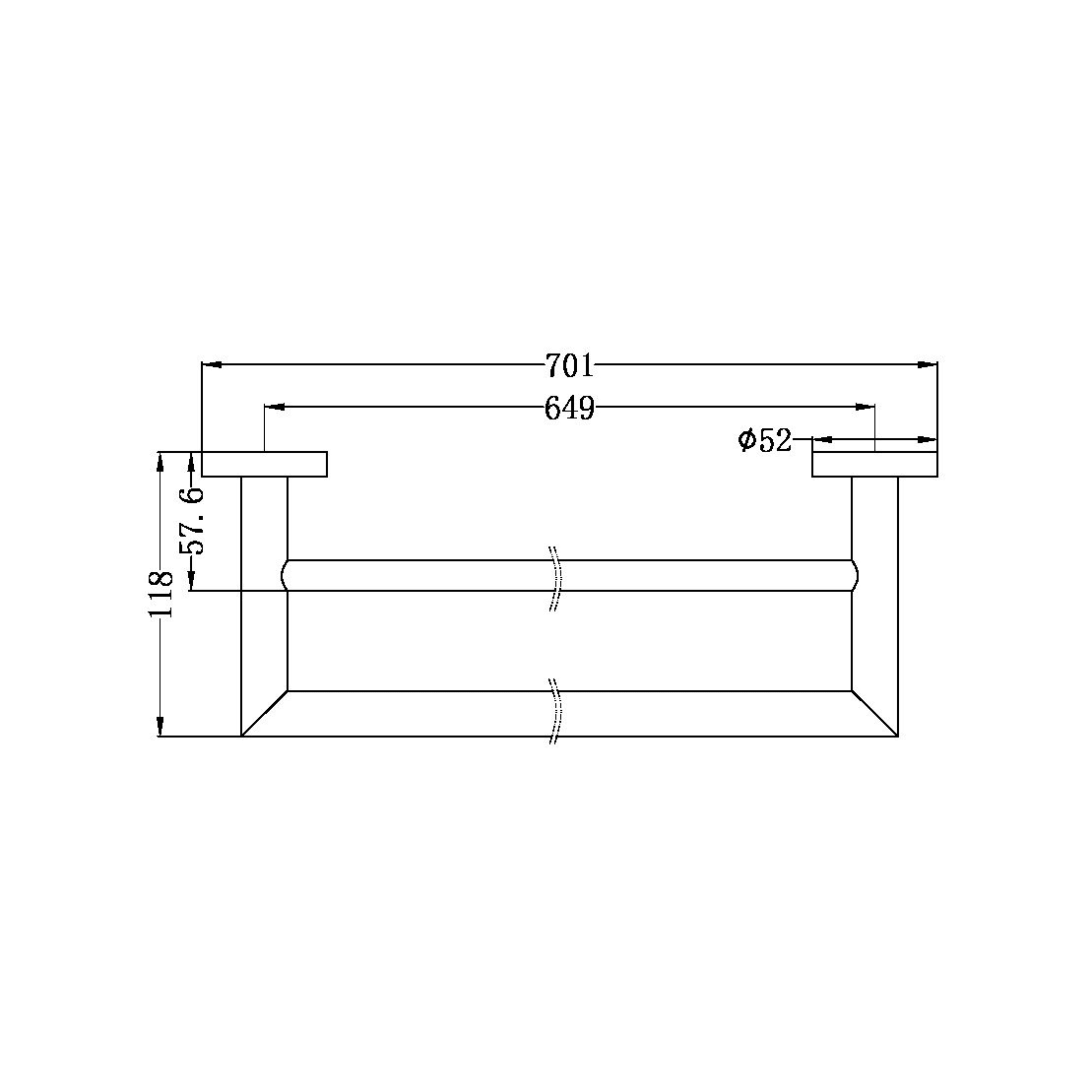 NERO DOLCE DOUBLE TOWEL RAIL MATTE BLACK 700MM