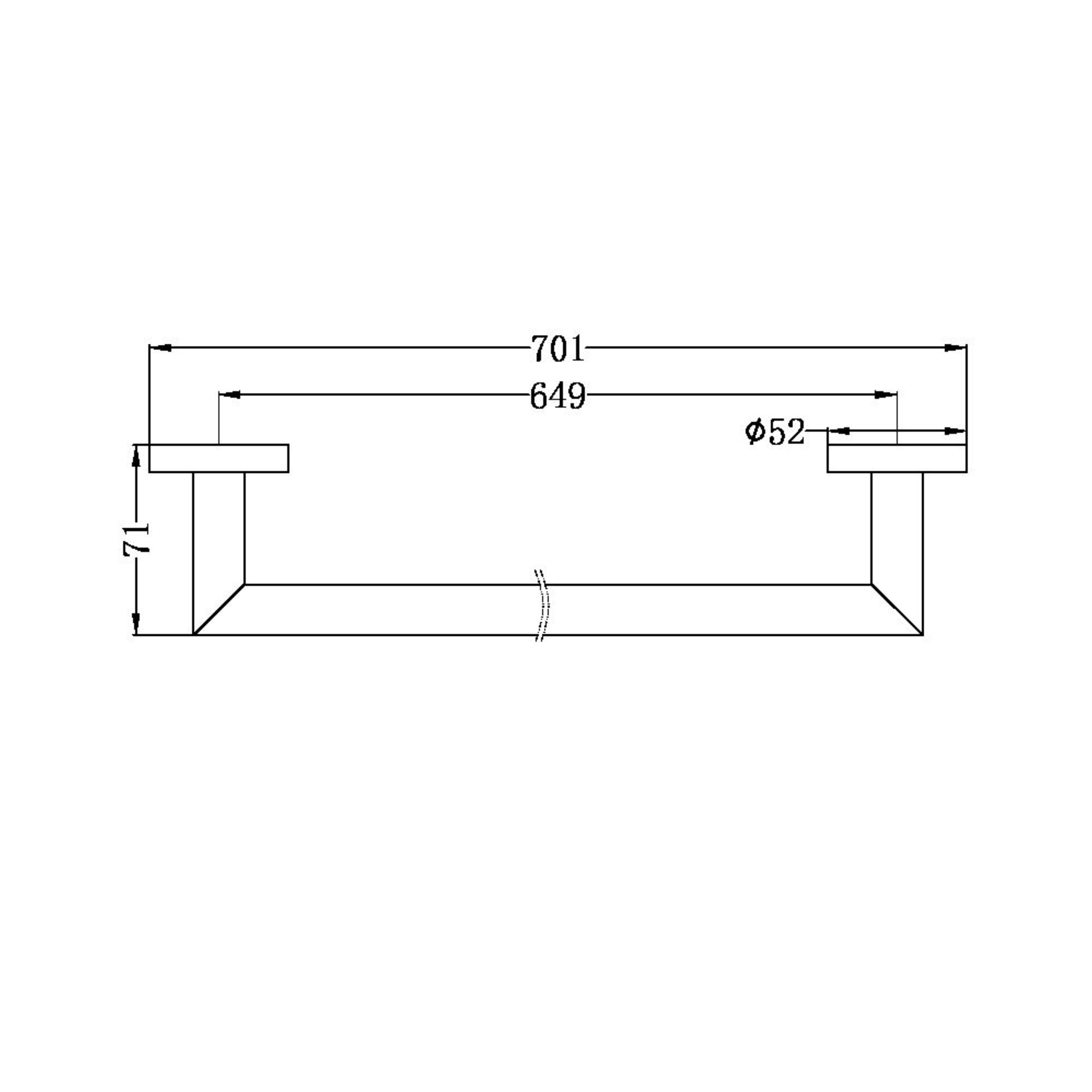 NERO DOLCE SINGLE TOWEL RAIL MATTE BLACK 700MM