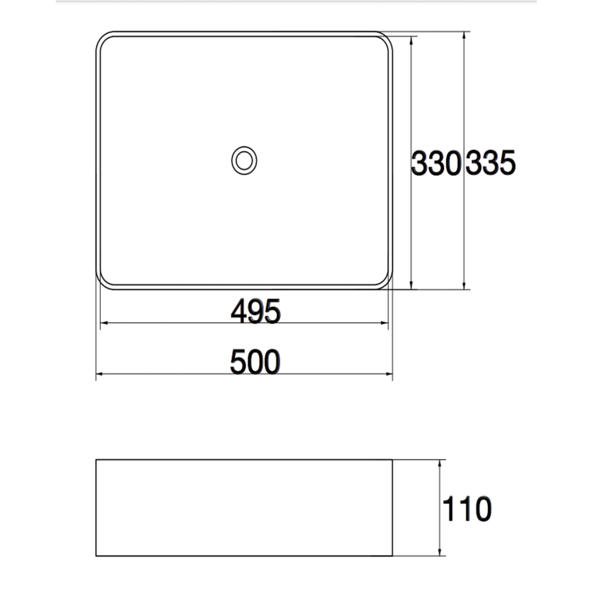 AQUAPERLA ABOVE COUNTER BASIN GLOSS WHITE 500MM