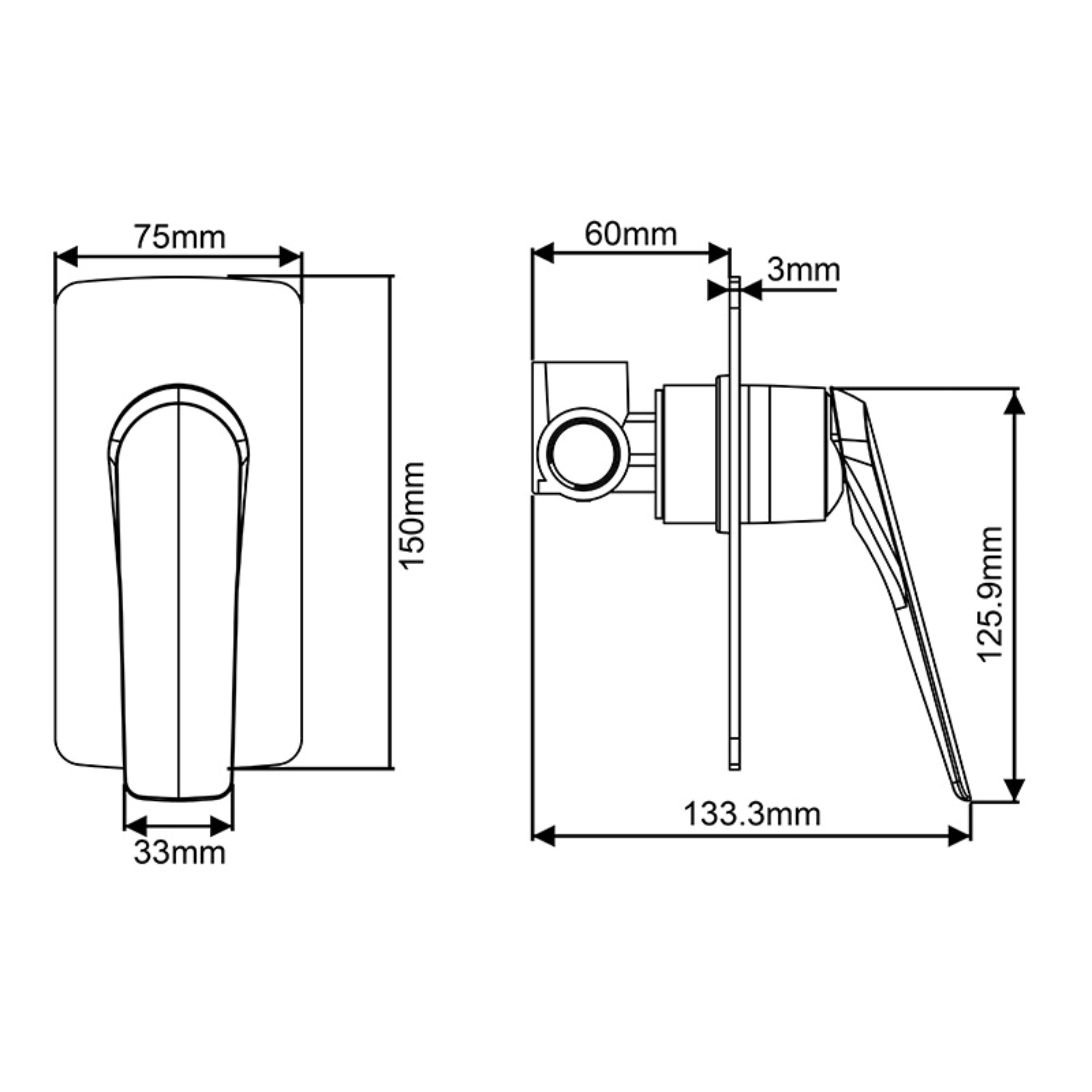 AQUAPERLA AU WALL MIXER 150MM MATTE BLACK