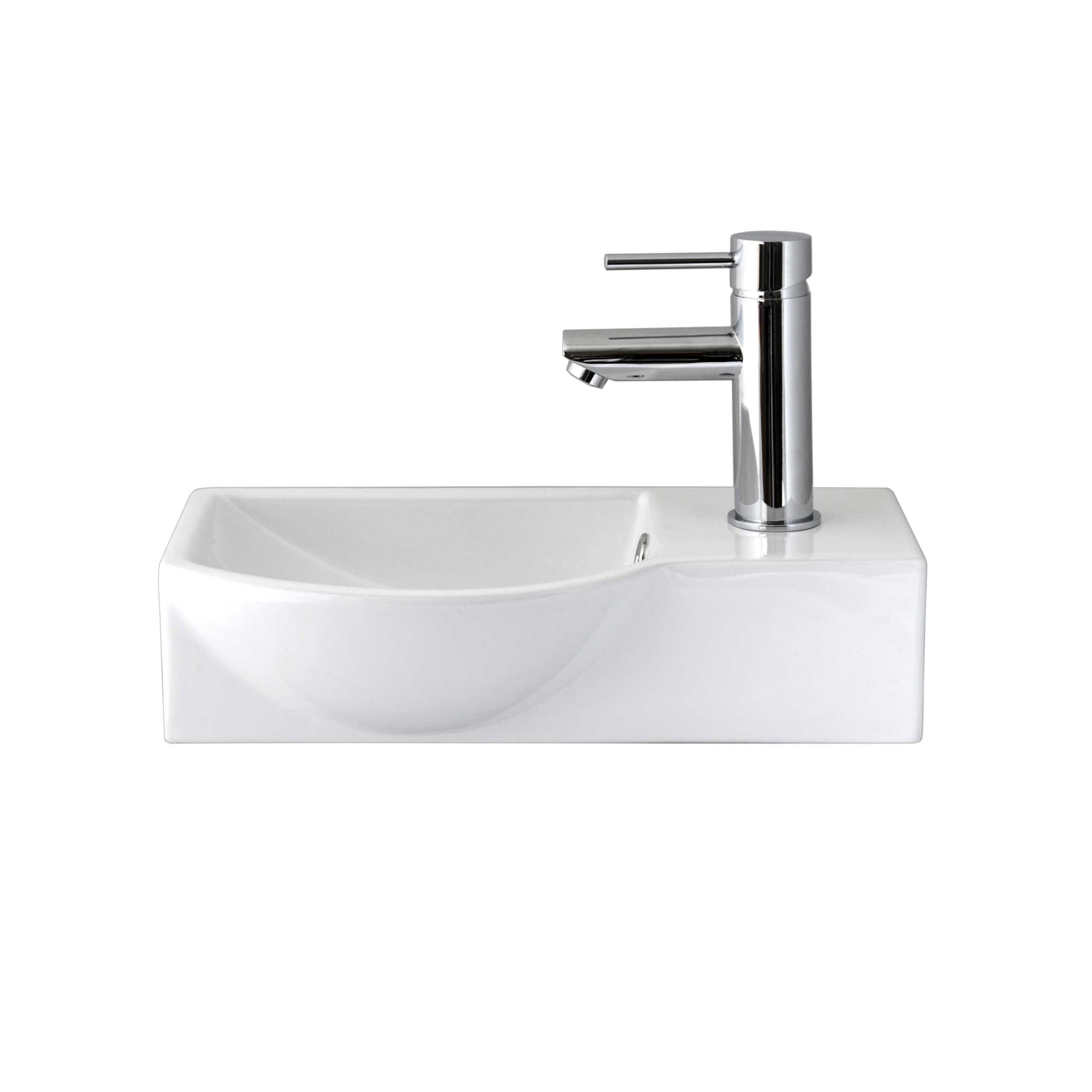 SEIMA SYROS 405 WALL HUNG BASIN WITH OVERFLOW GLOSS WHITE 405MM