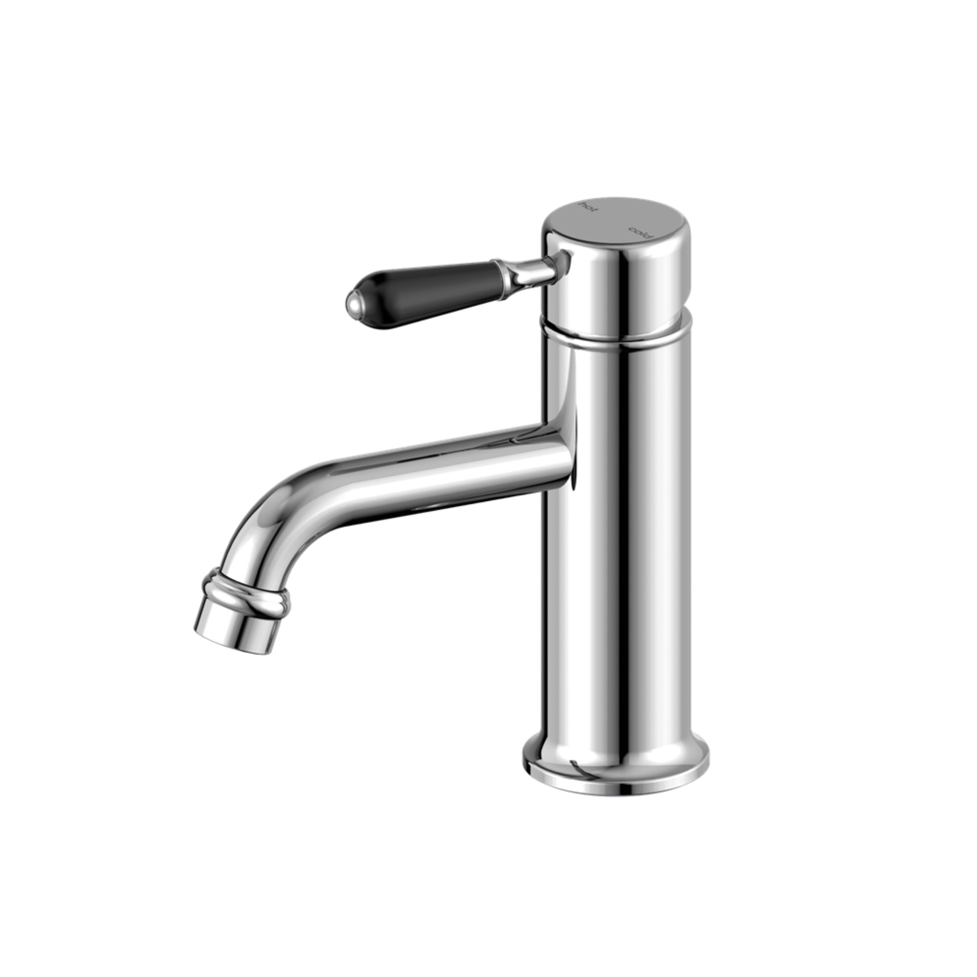 NERO YORK BASIN MIXER WITH BLACK PORCELAIN LEVER 170MM CHROME