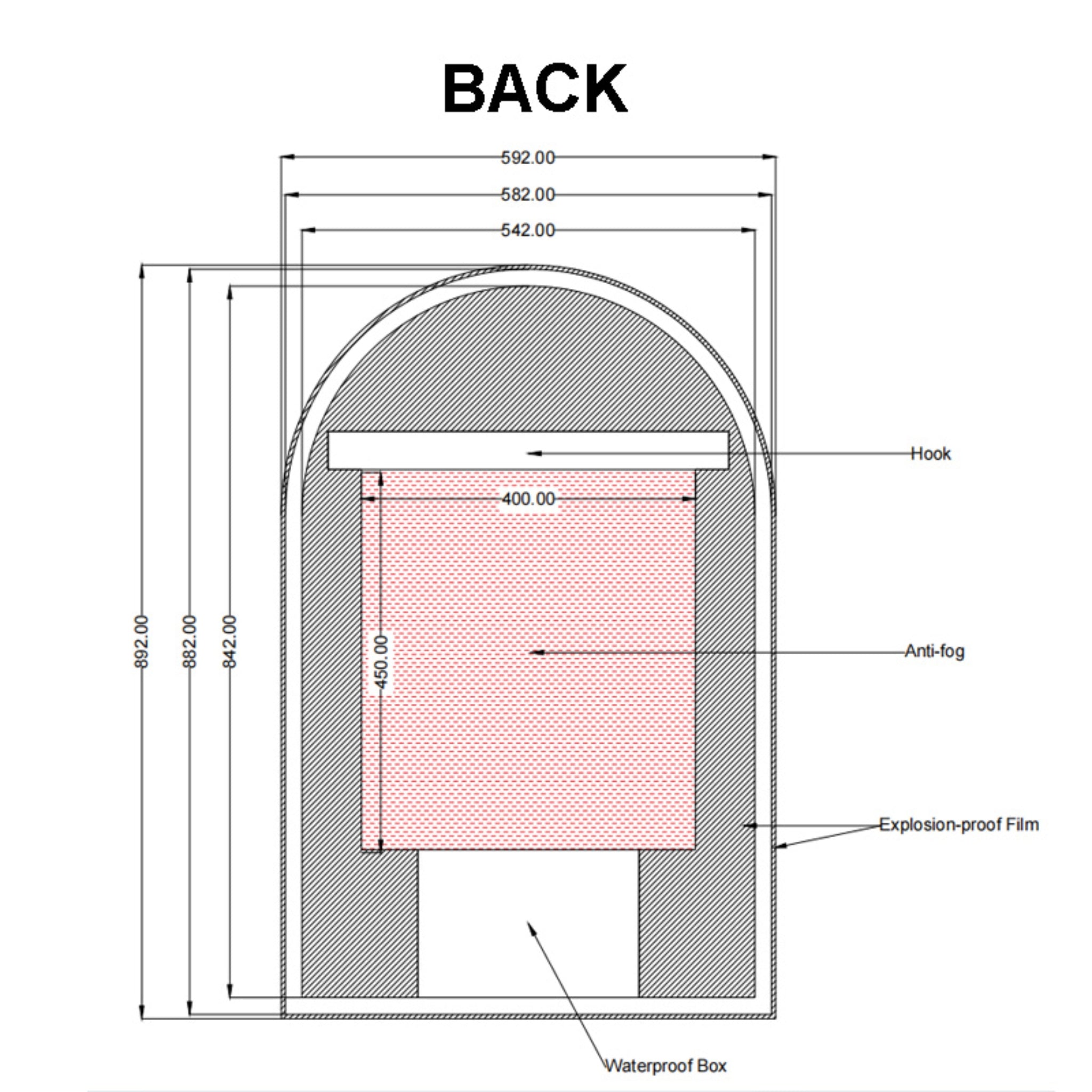 AQUAPERLA ARCHED FRAMED BACK-LIT LED MIRROR BRUSHED NICKEL 600X900MM