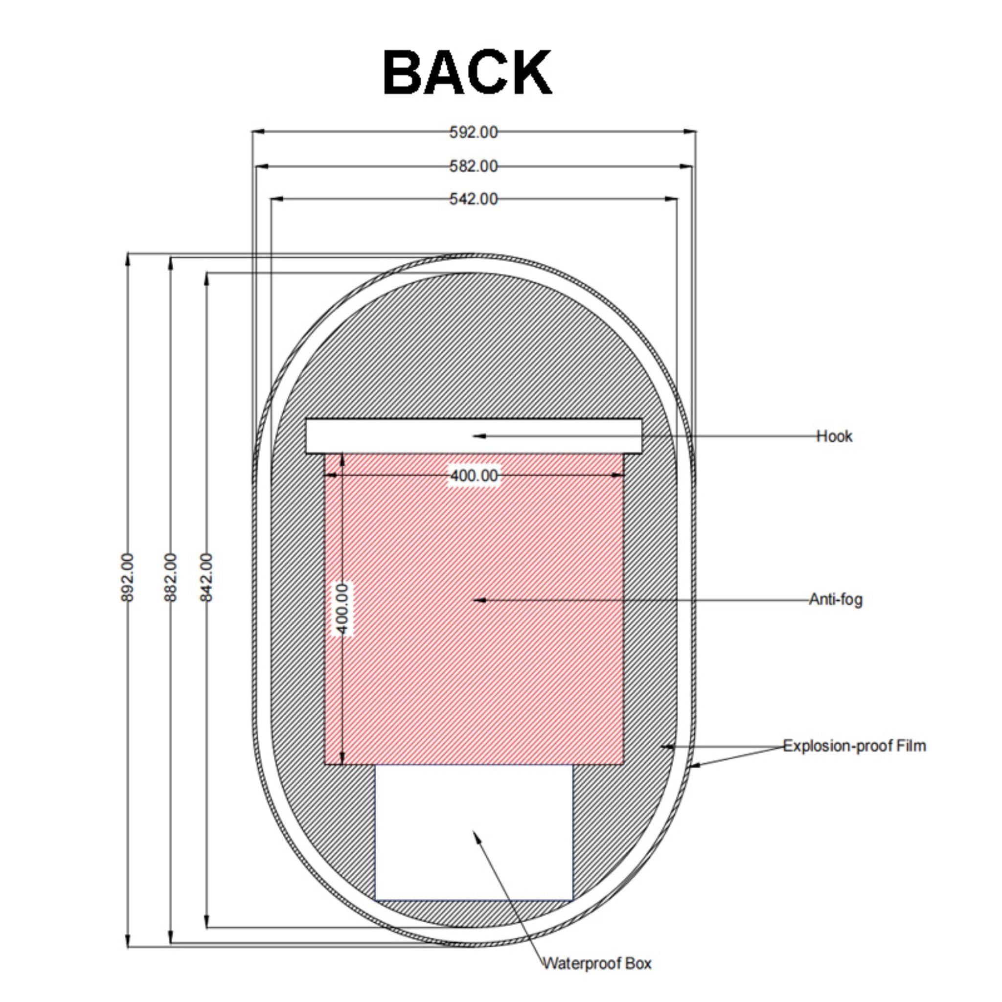 AQUAPERLA OVAL FRAMELESS BACK-LIT LED MIRROR SILVER 600X900MM