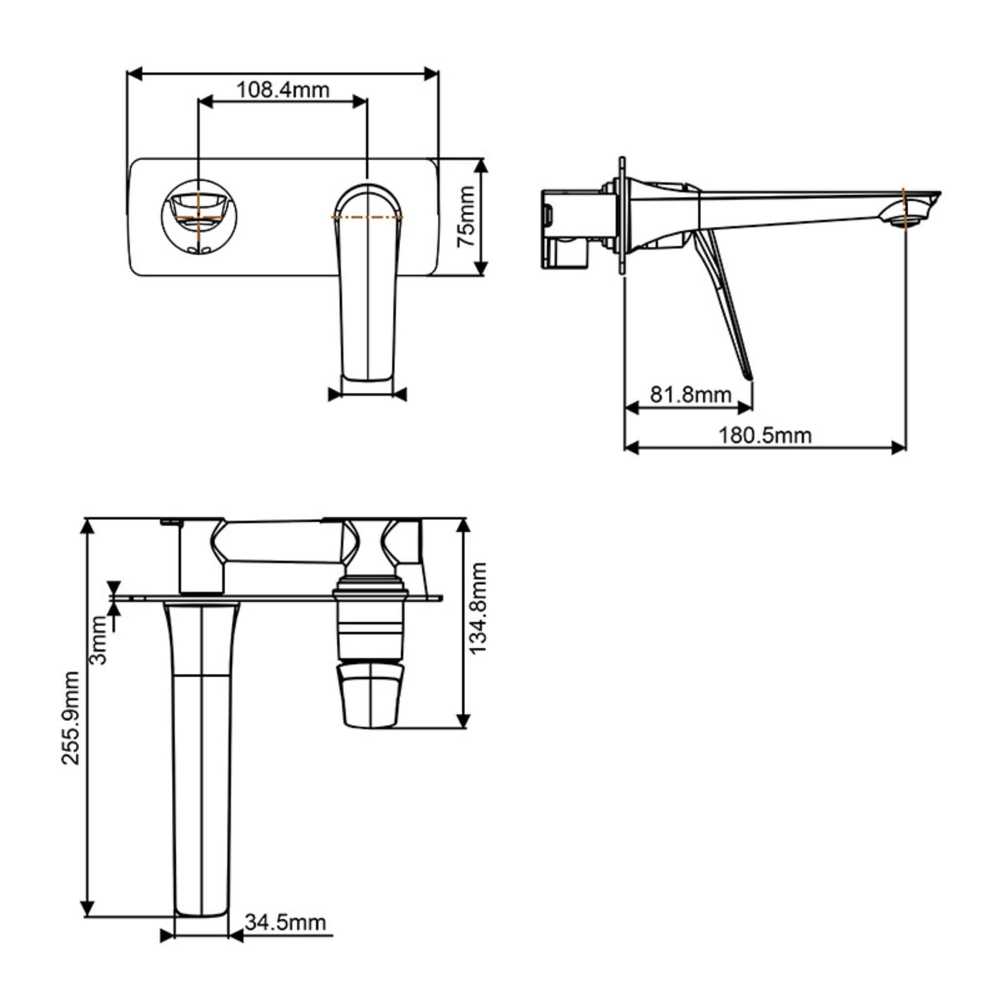 AQUAPERLA AU WALL MIXER WITH SPOUT 200MM CHROME