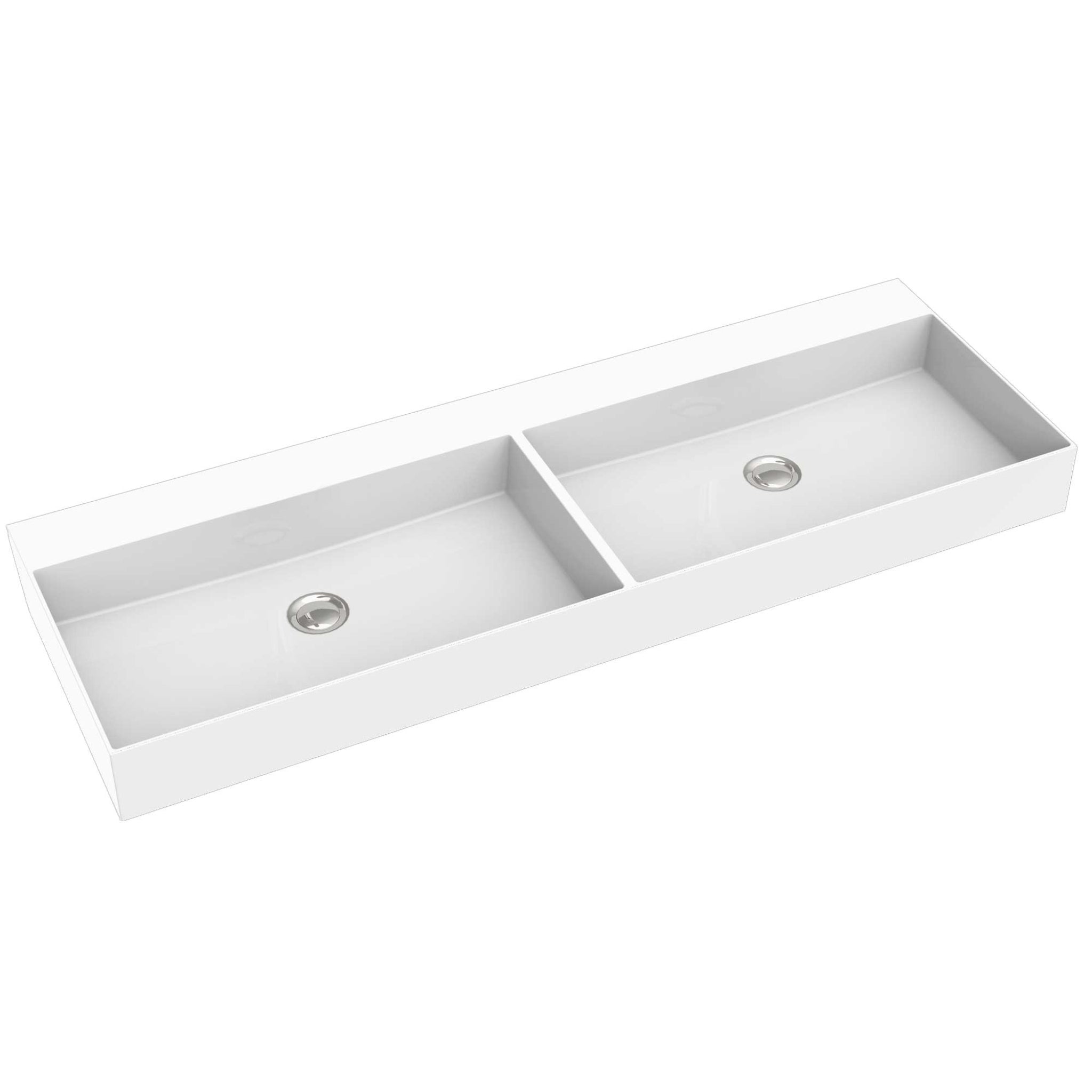 SEIMA TAVI 1206 DOUBLE BOWL ABOVE COUNTER STONE BASIN MATTE WHITE 1205MM