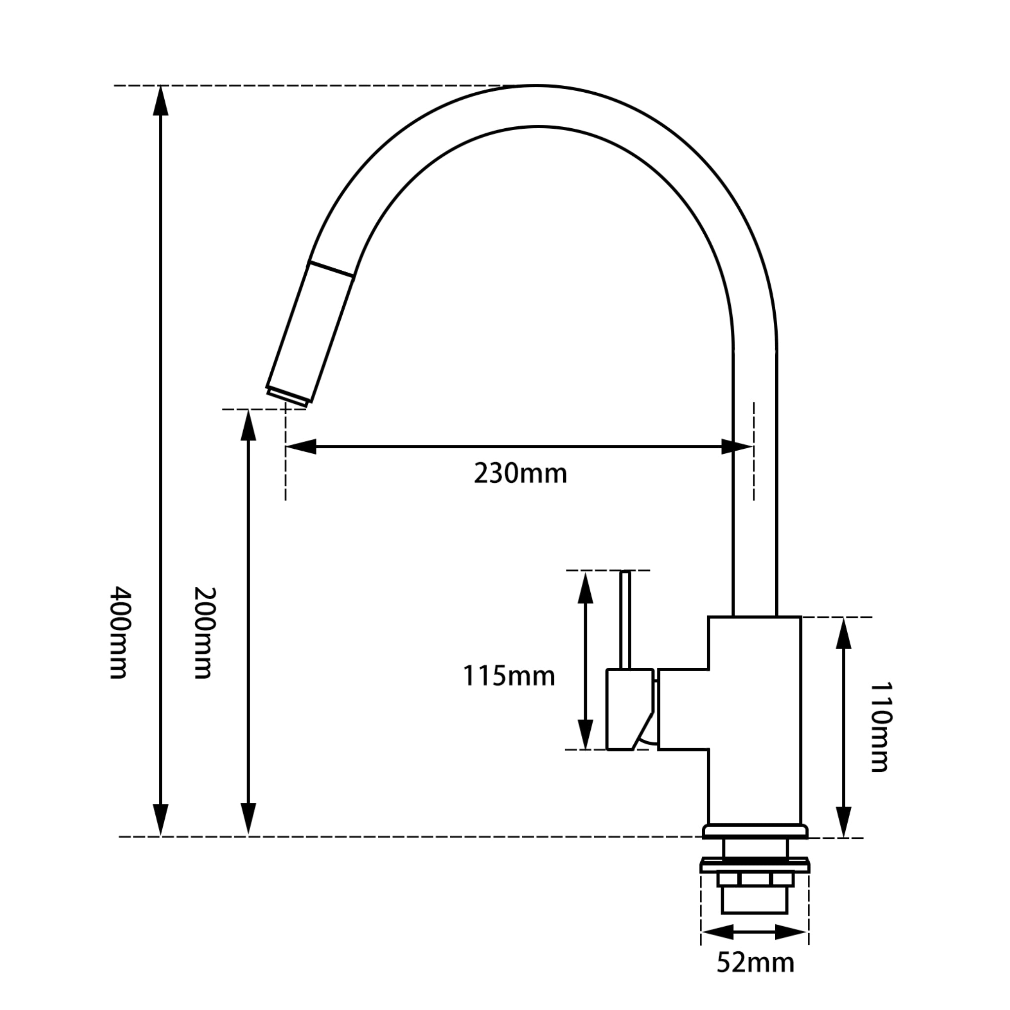 AQUAPERLA PULL OUT KITCHEN MIXER 420MM CHROME