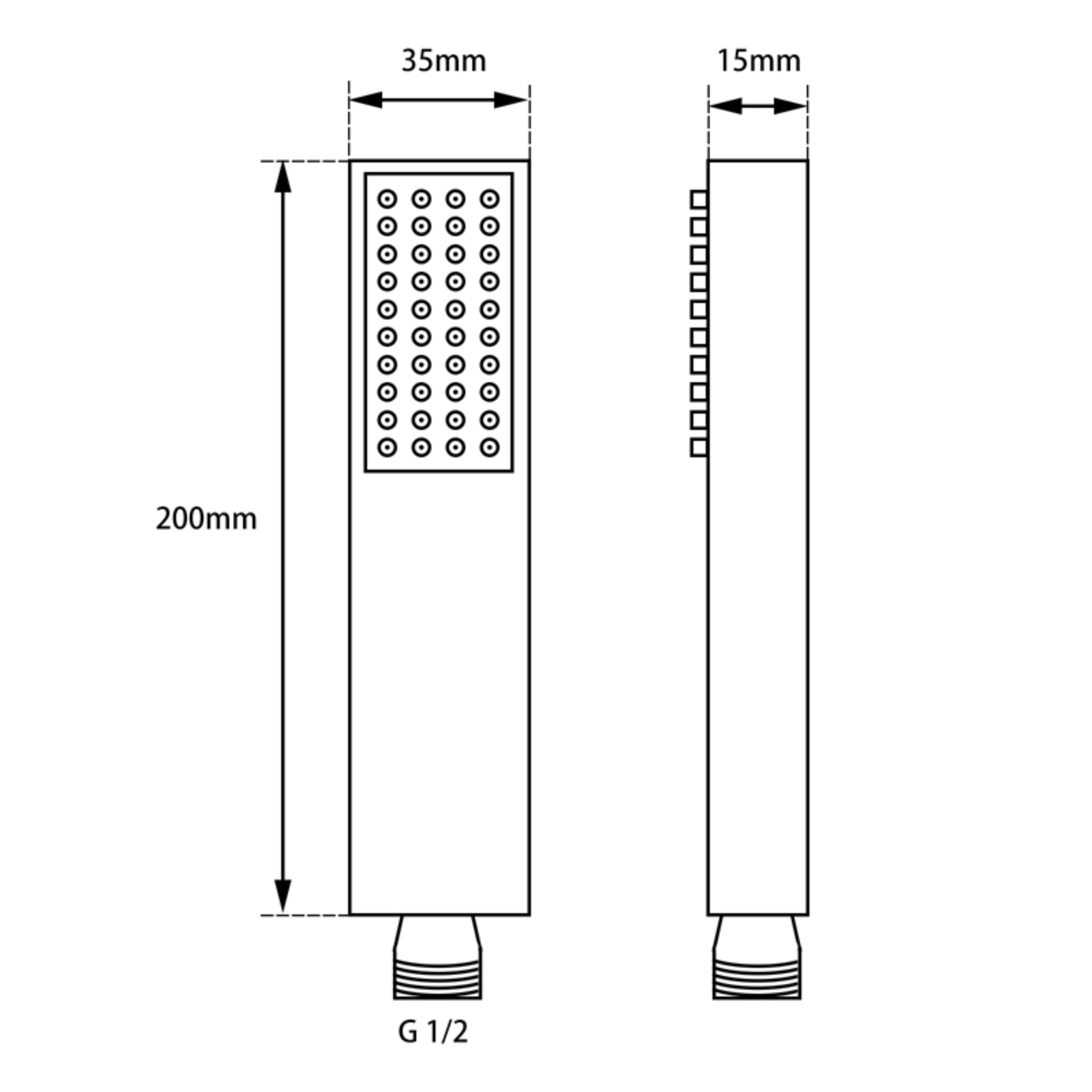 AQUAPERLA SQUARE HANDHELD SHOWER 200MM CHROME