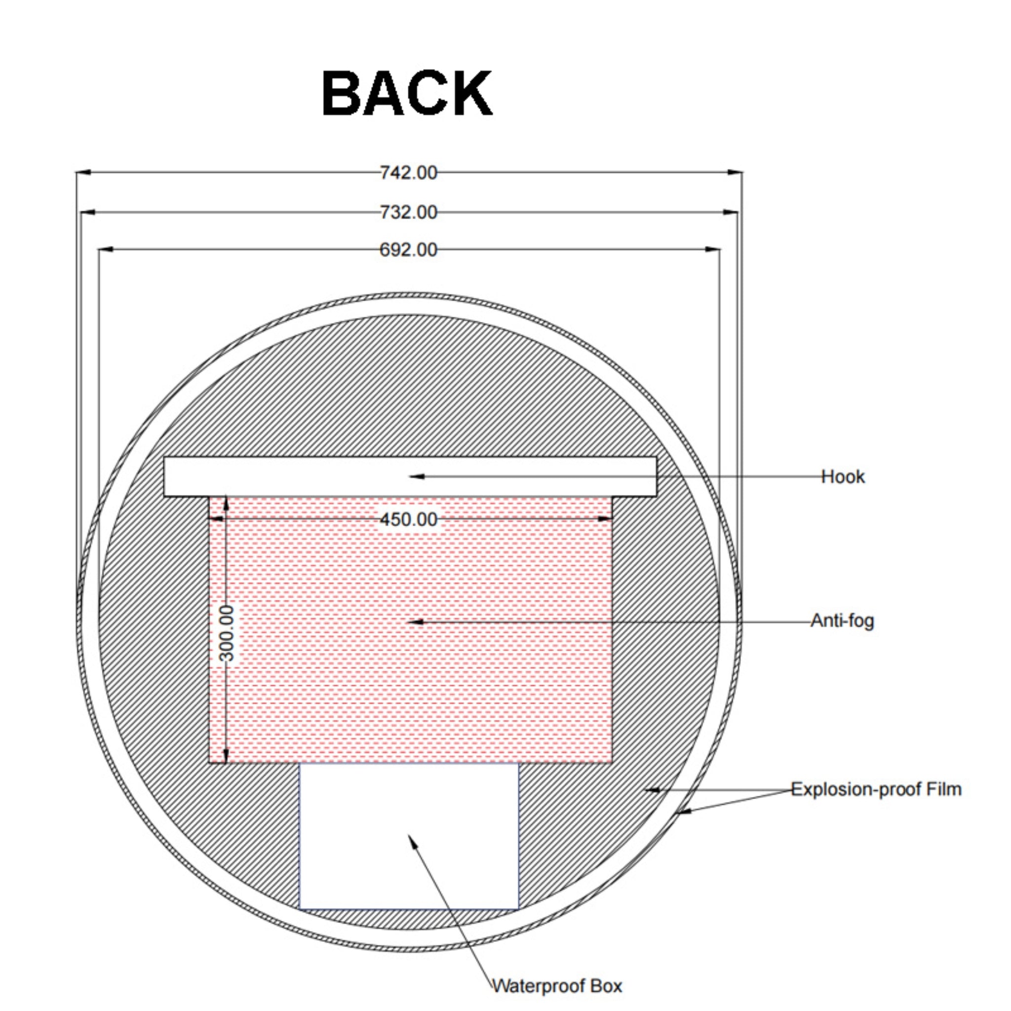 AQUAPERLA ROUND FRAMED BACK-LIT LED MIRROR BLACK 750MM