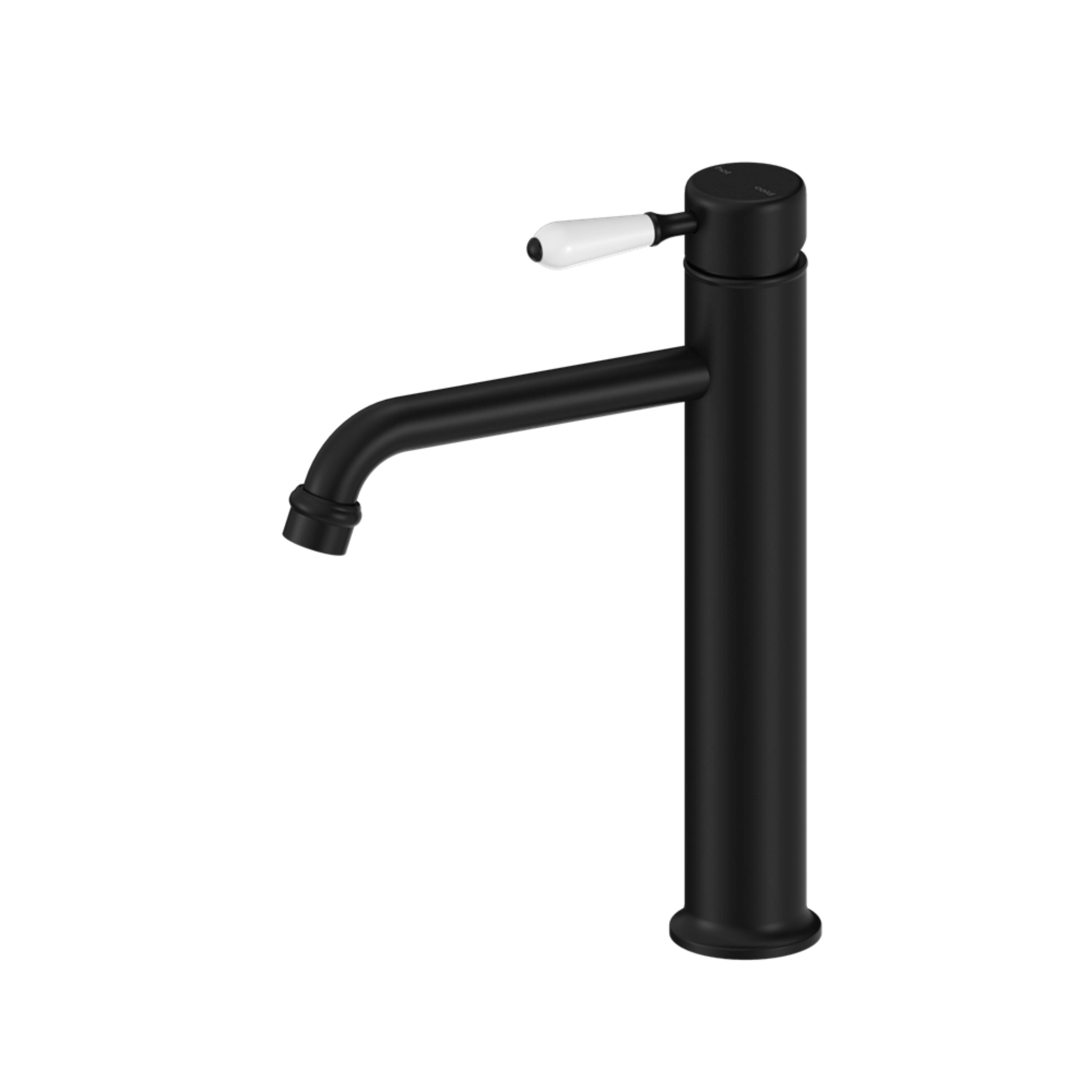 NERO YORK TALL BASIN MIXER WITH WHITE PORCELAIN LEVER 290MM MATTE BLACK