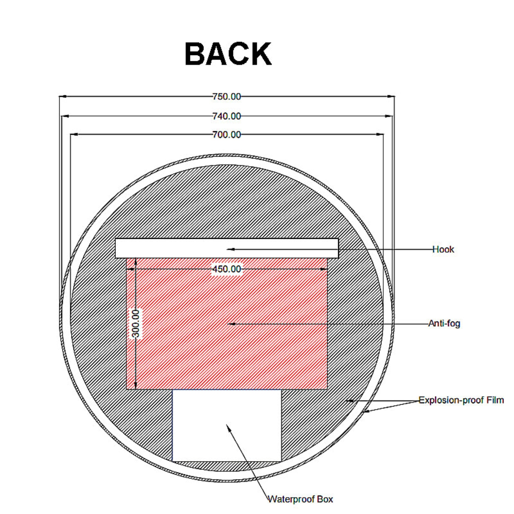 AQUAPERLA ROUND FRAMELESS BACK-LIT LED MIRROR SILVER 750MM