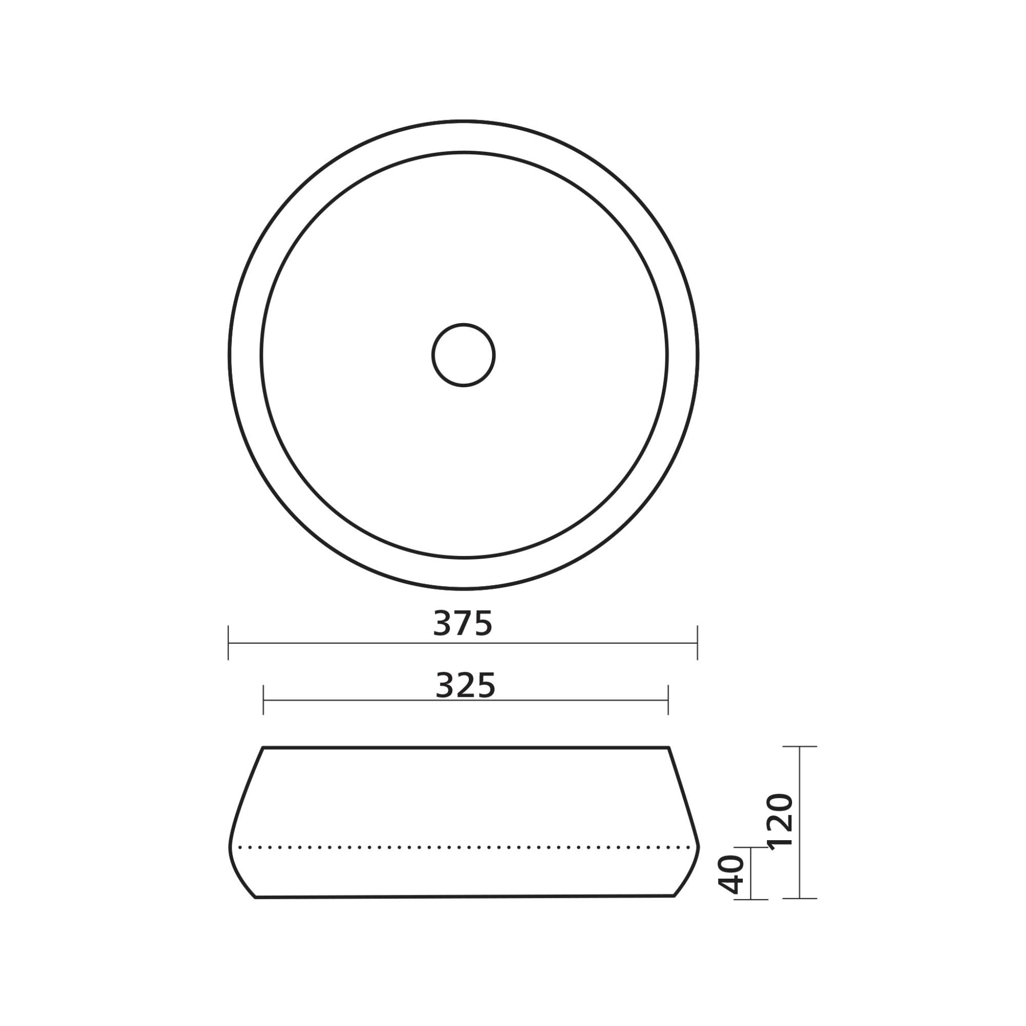 SEIMA LONI 375 ABOVE COUNTER BASIN GLOSS WHITE 375MM