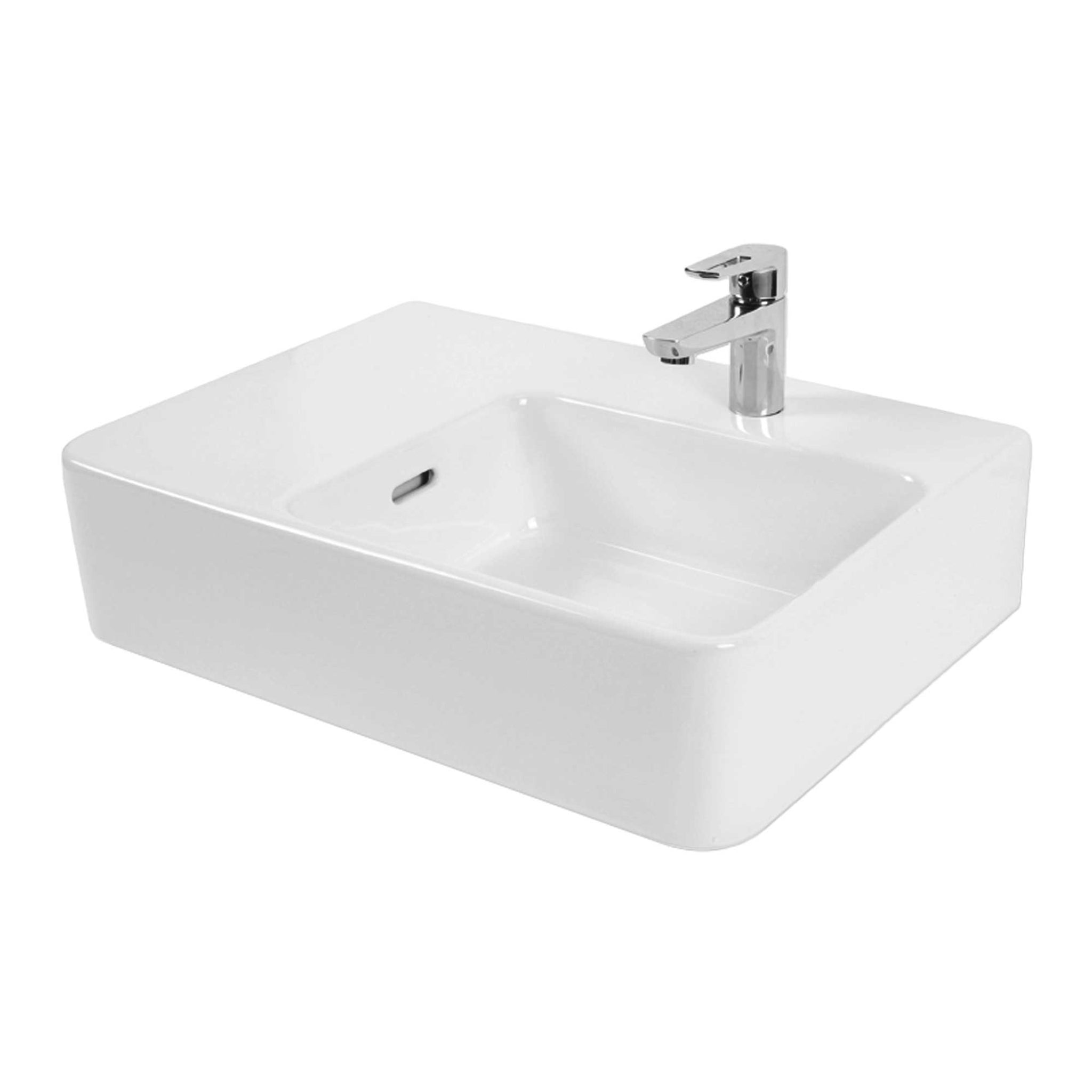 SEIMA LIMNI 601 WALL HUNG BASIN WITH OVERFLOW GLOSS WHITE 600MM