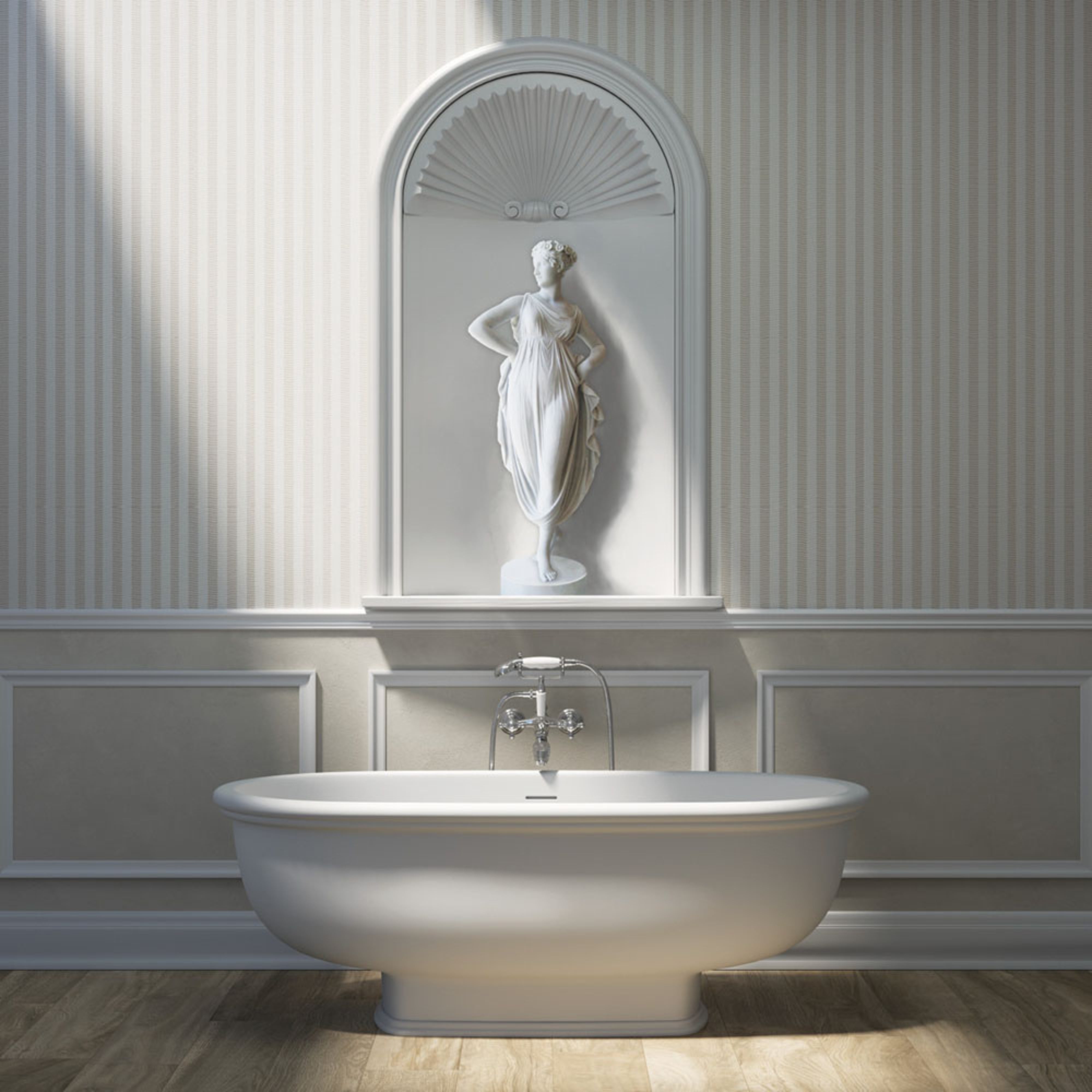 FIENZA RAK WASHINGTON SOLID SURFACE FREESTANDING BATHTUB MATTE WHITE 1560MM