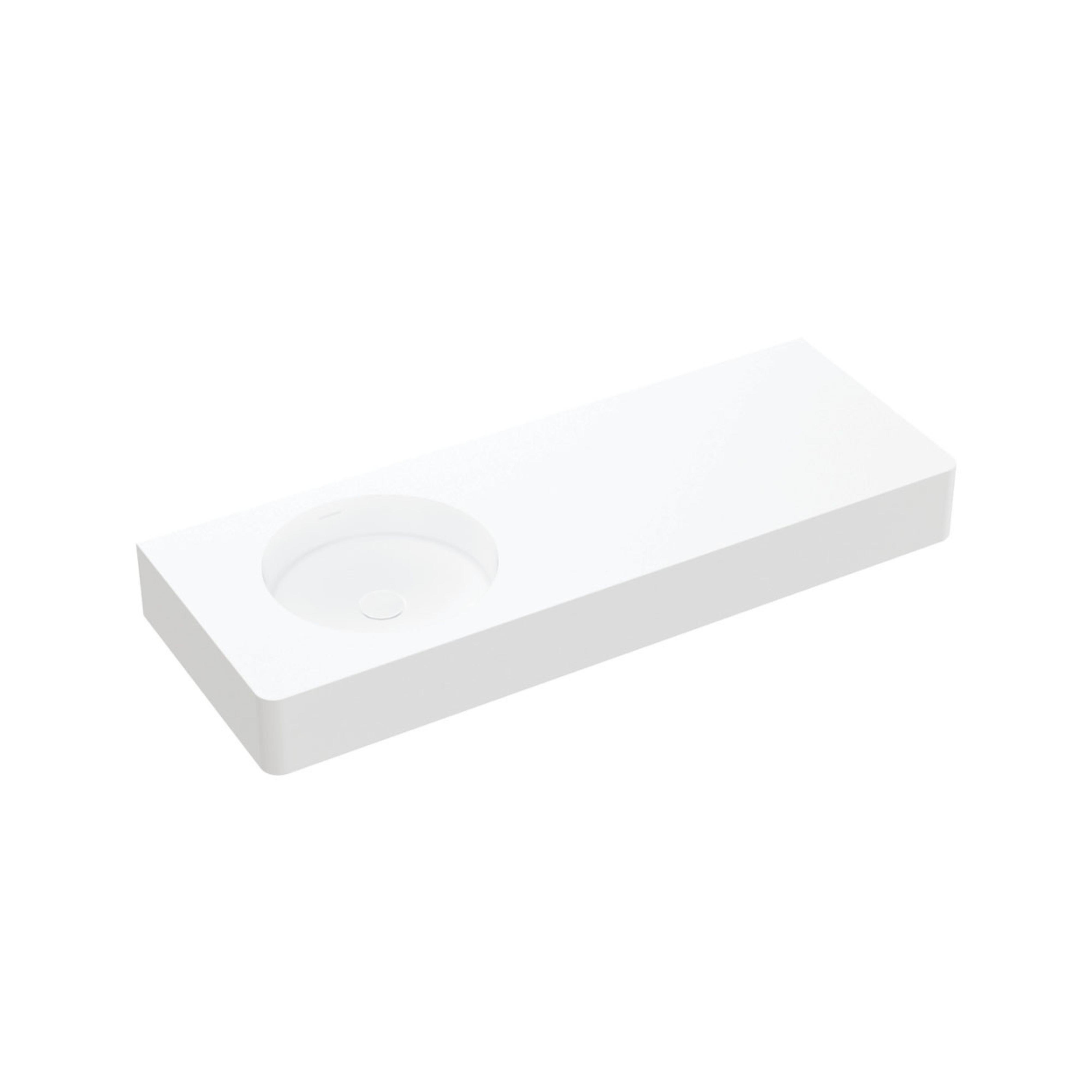 FIENZA ENCANTO SOLID SURFACE WALL HUNG LEFT HAND BASIN MATTE WHITE 1200MM