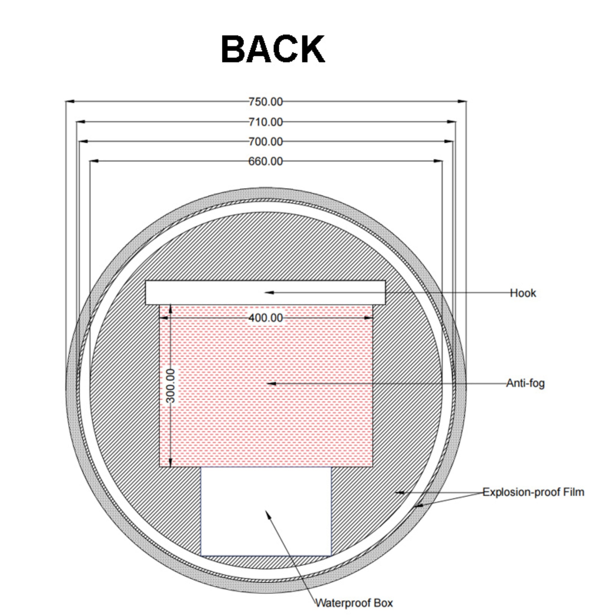 AQUAPERLA ROUND FRAMELESS FRONT-LIT LED MIRROR SILVER 750MM