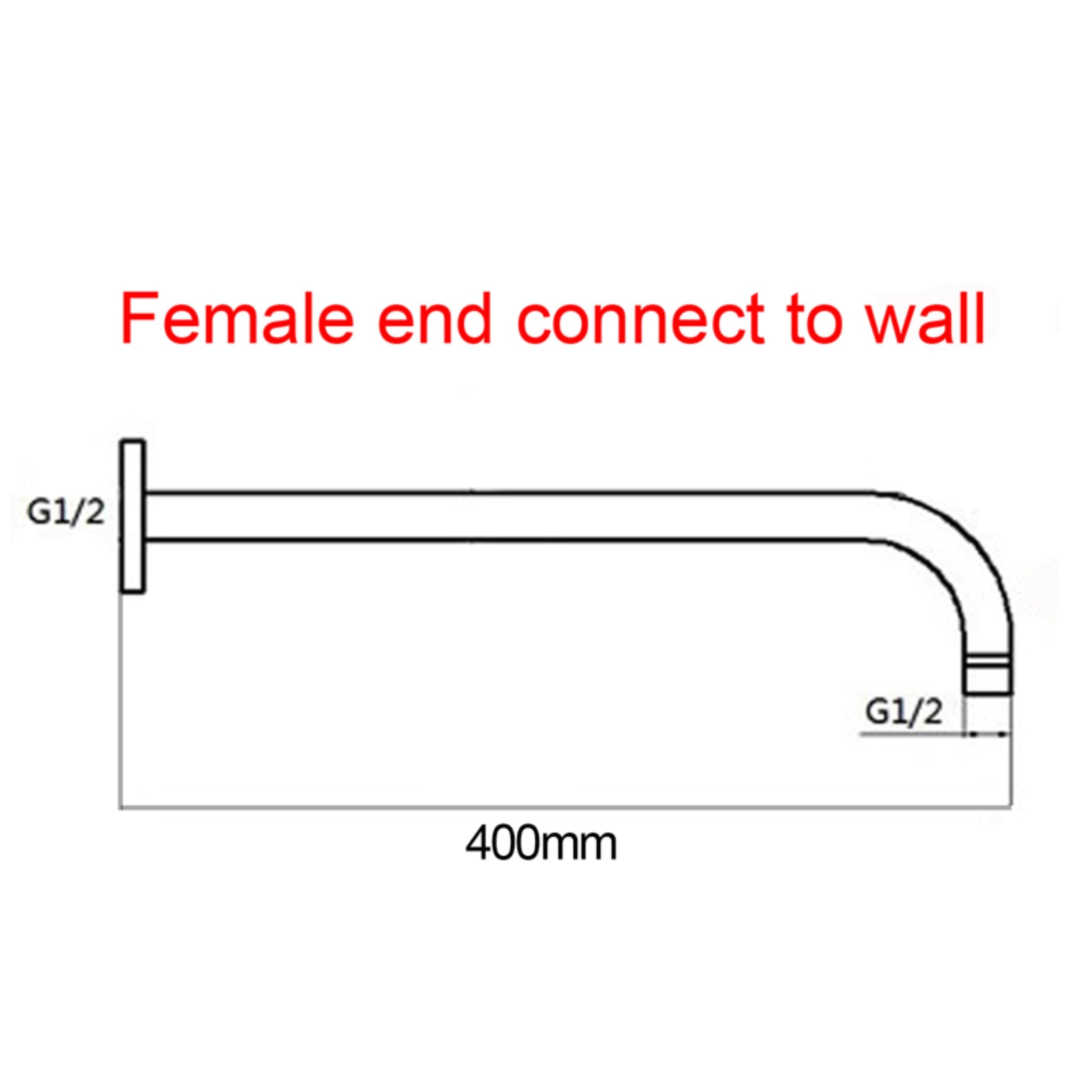 AQUAPERLA ROUND STRAIGHT WALL SHOWER ARM 400MM CHROME