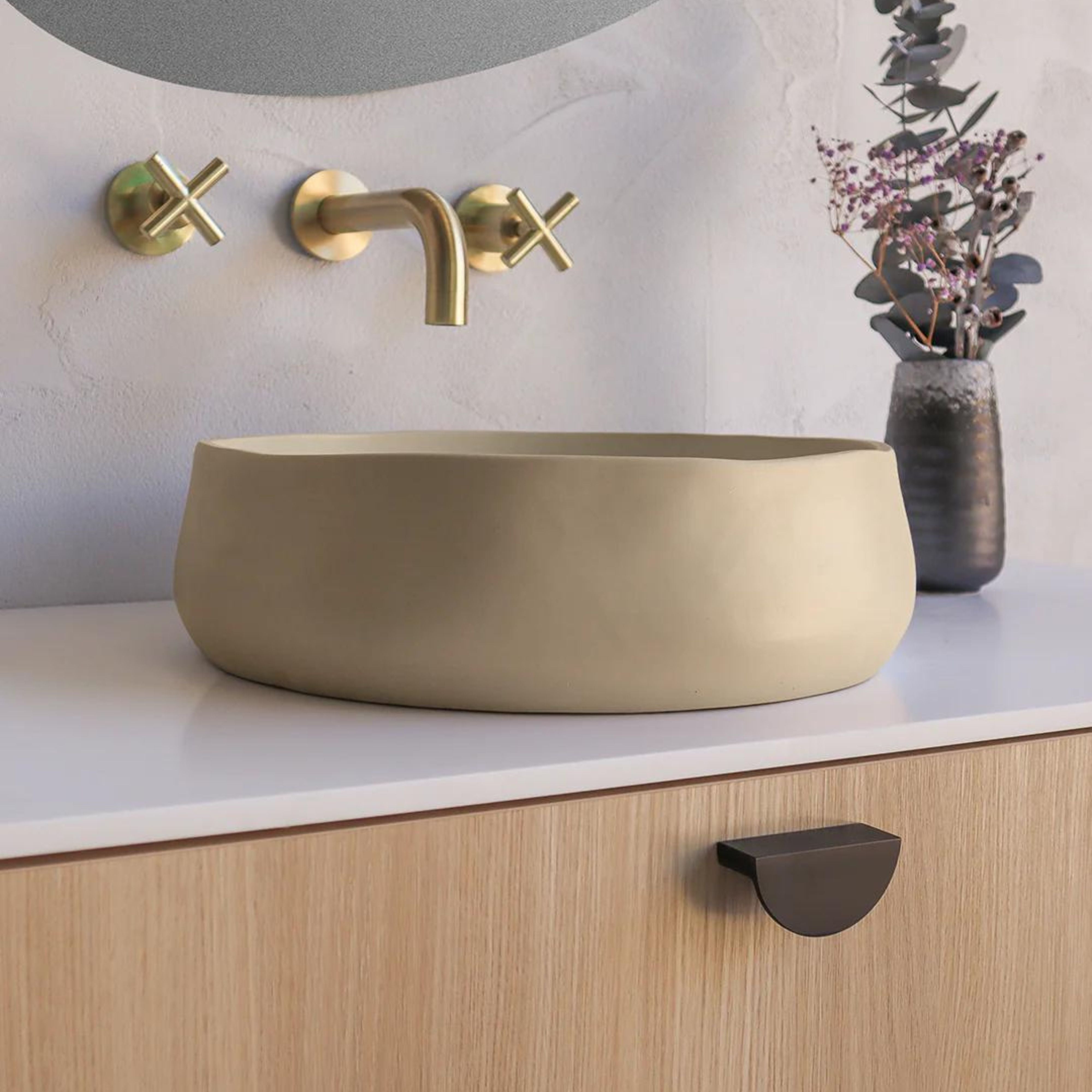 NOOD CO CONSCIOUS RANGE MILL ABOVE COUNTER / WALL HUNG BASIN SAND 380MM