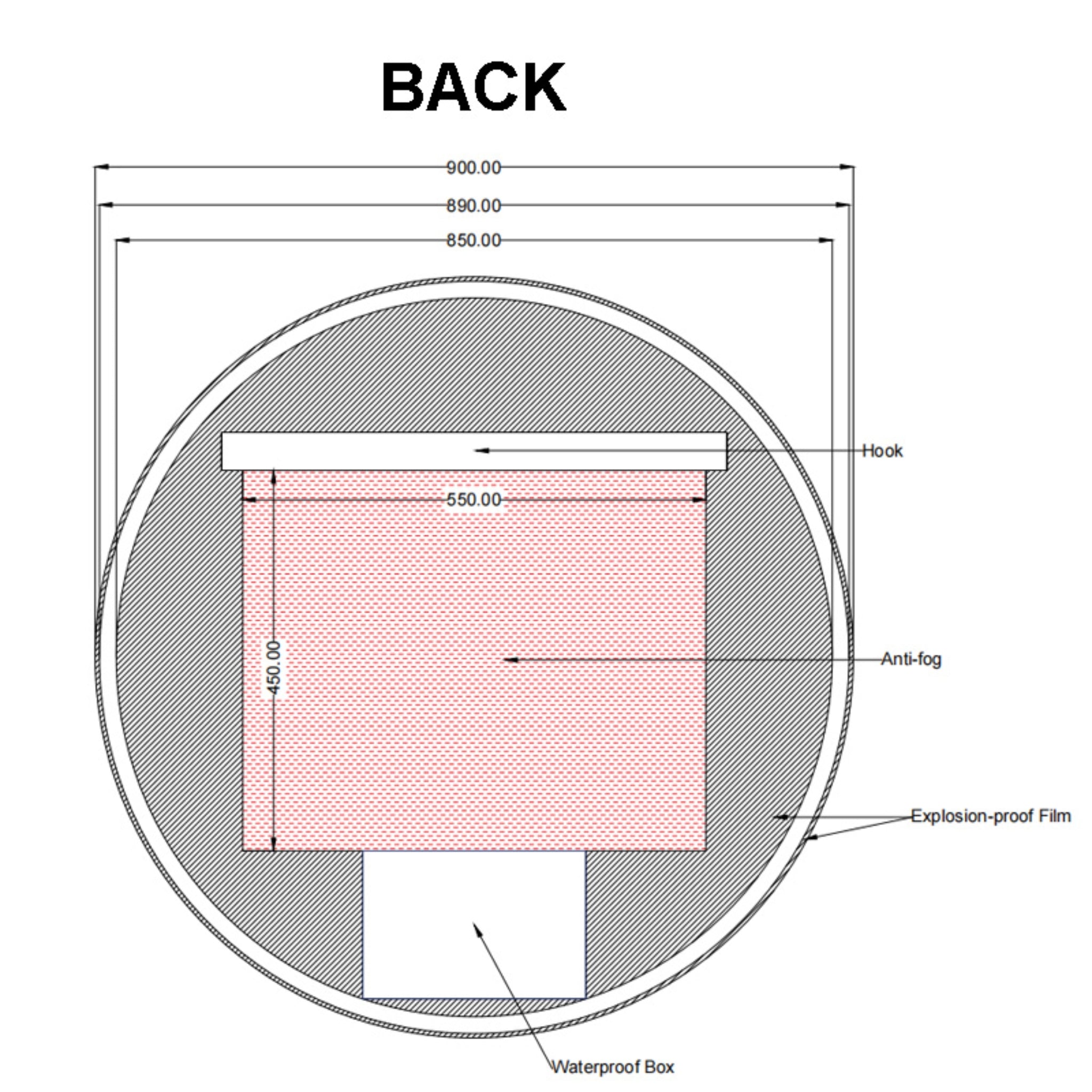 AQUAPERLA ROUND FRAMELESS BACK-LIT LED MIRROR SILVER 900MM