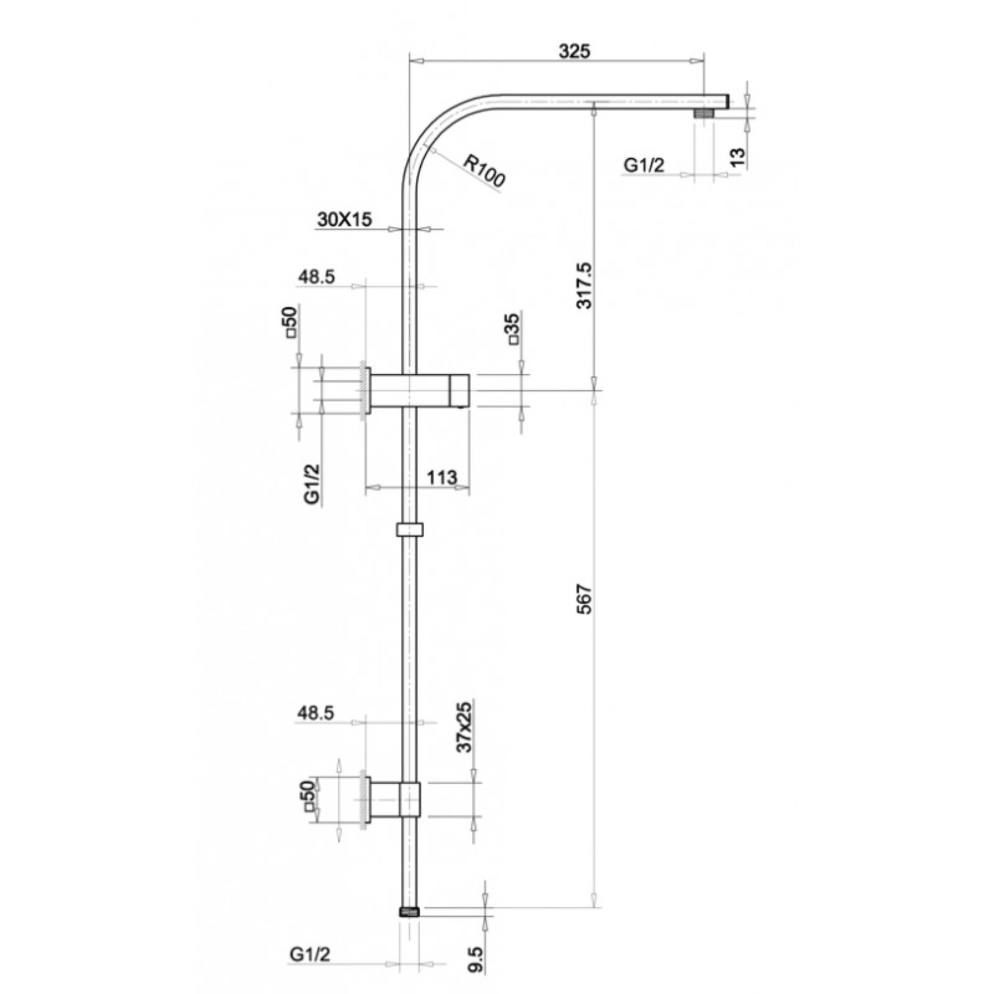 AQUAPERLA SQUARE TWIN SHOWER GUN METAL