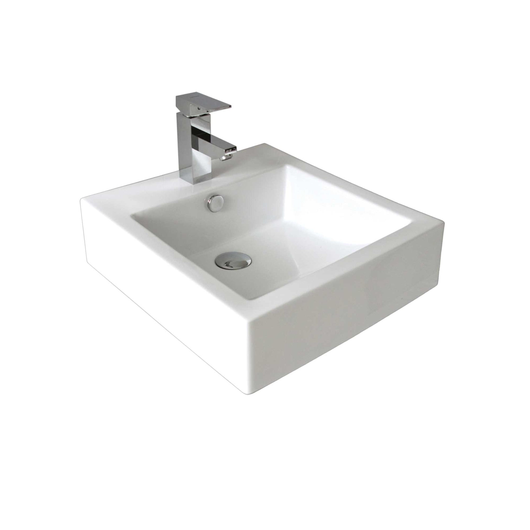 SEIMA KYRA 010 ABOVE COUNTER / WALL HUNG BASIN WITH OVERFLOW GLOSS WHITE 443MM