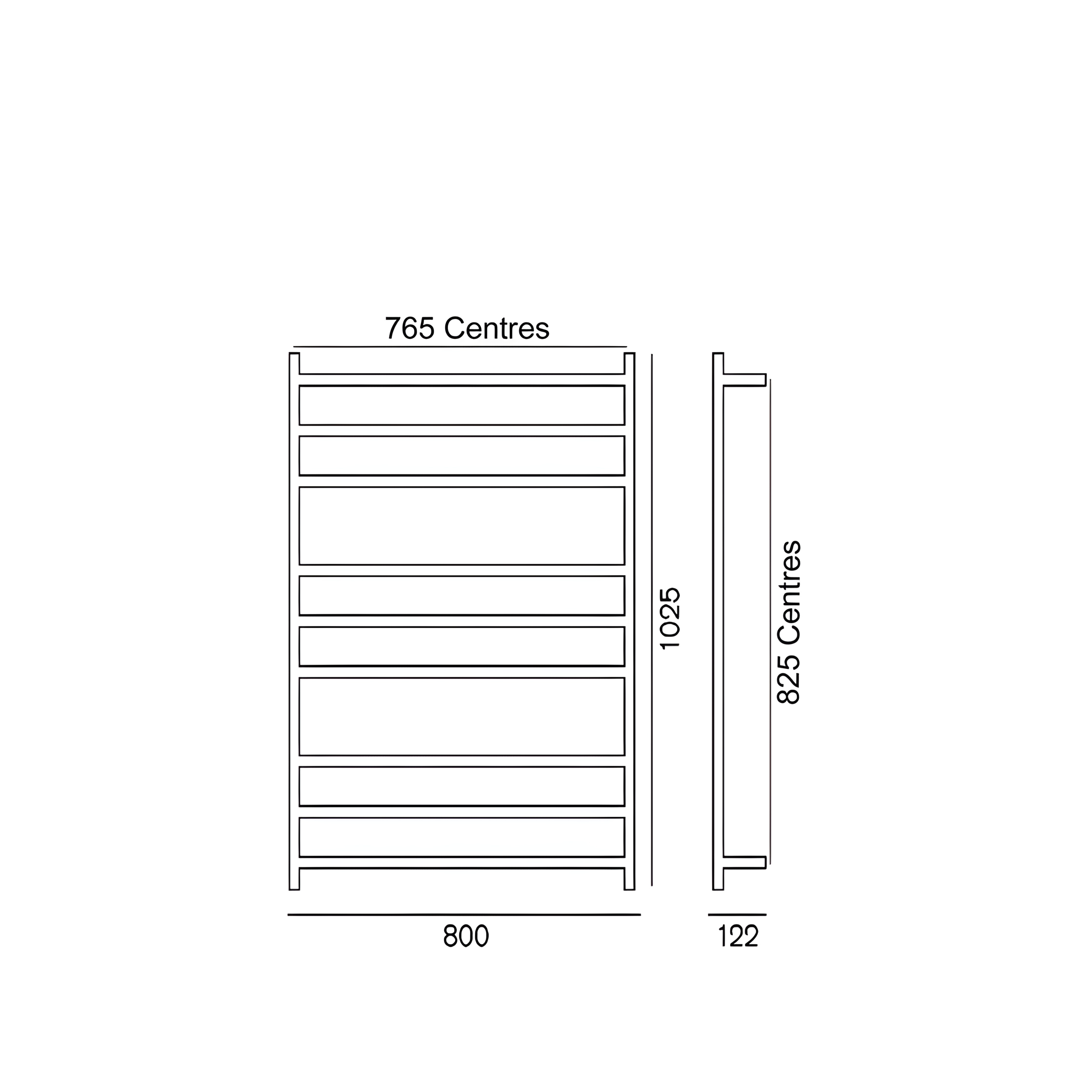 HEIRLOOM GENESIS EXTENDED HEATED TOWEL RAIL NERO BLACK 1025MM