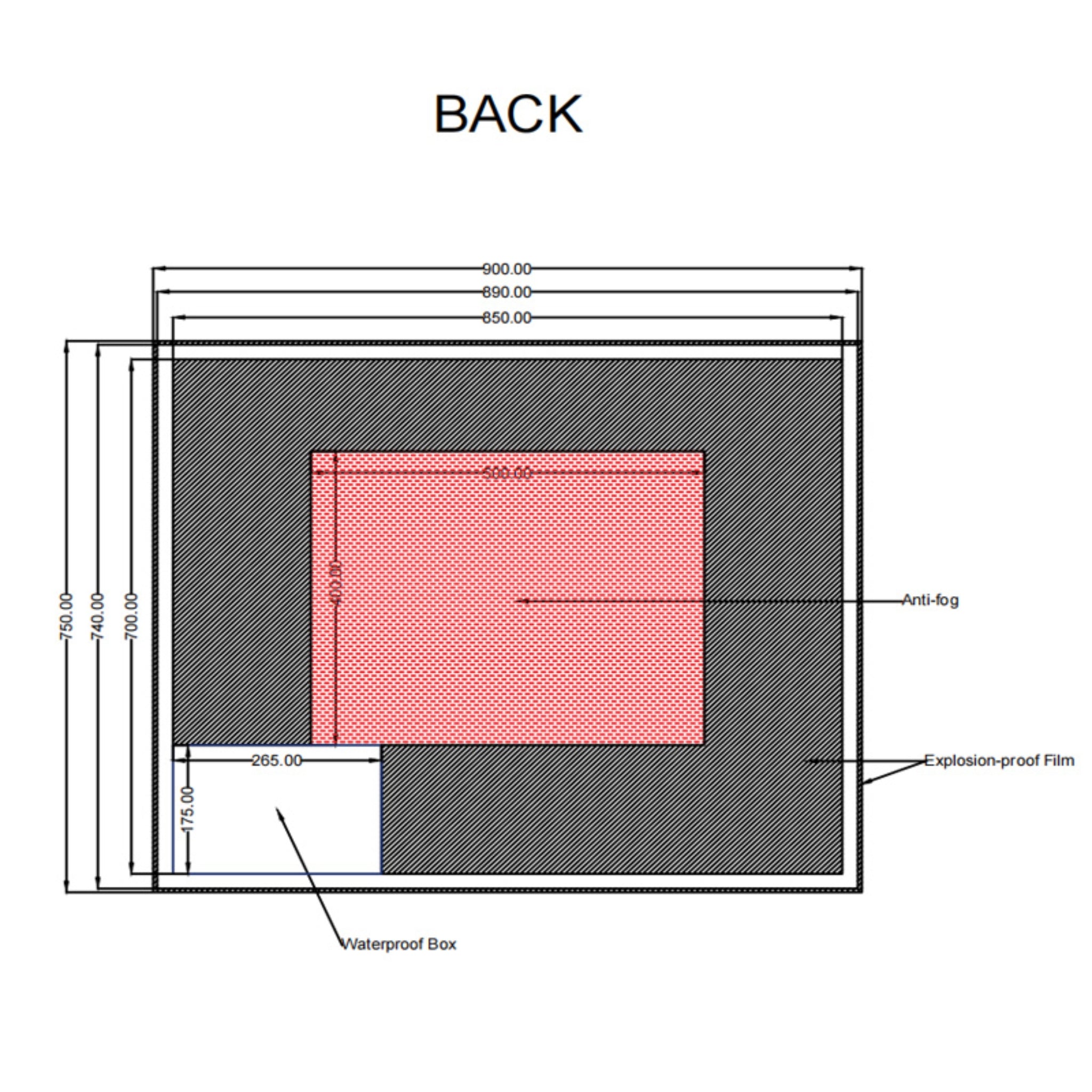 AQUAPERLA RECTANGULAR FRAMELESS 3 COLOUR BACK-LIT LED MIRROR SILVER 900X750MM