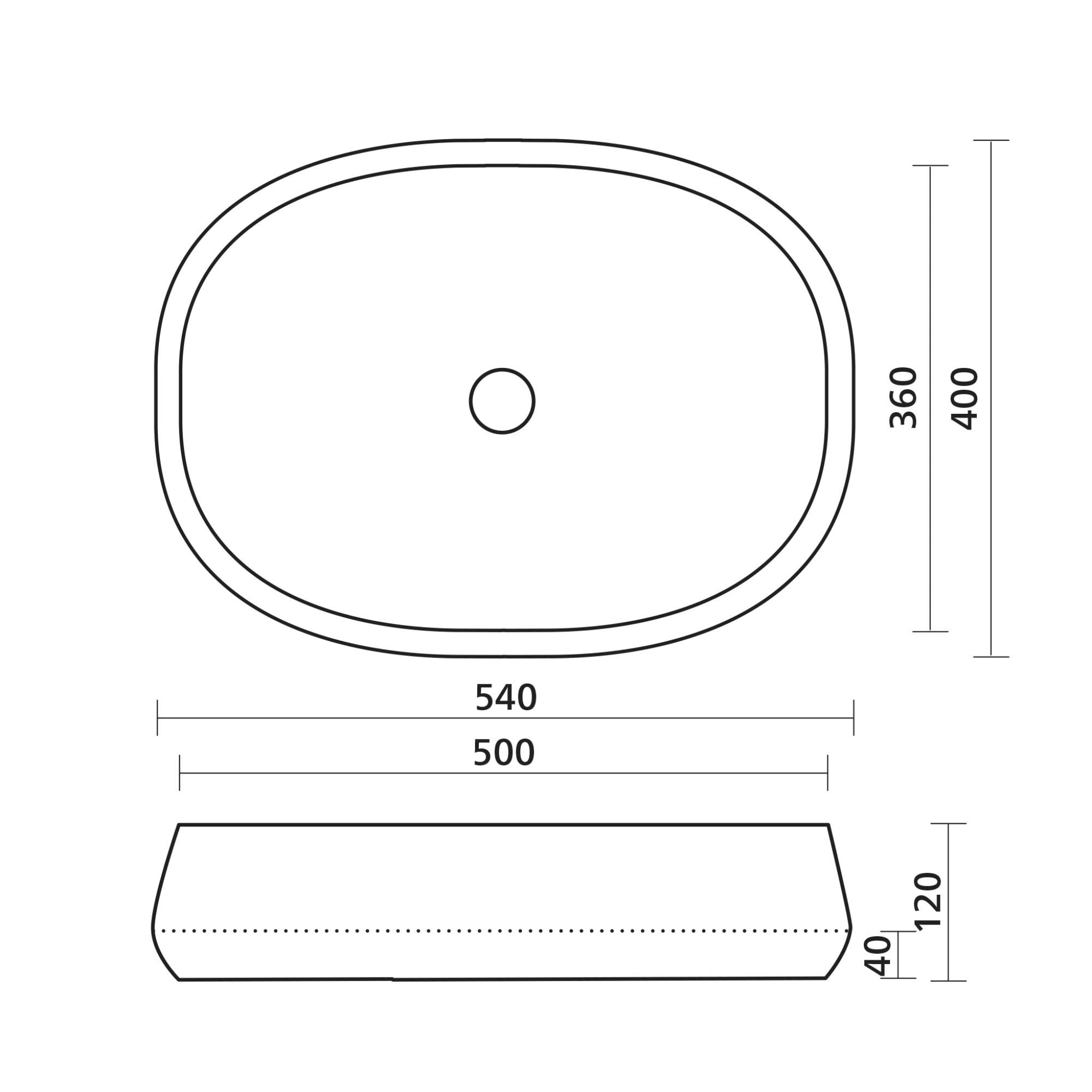 SEIMA LONI 540 ABOVE COUNTER BASIN SILK MATTE BLACK 540MM