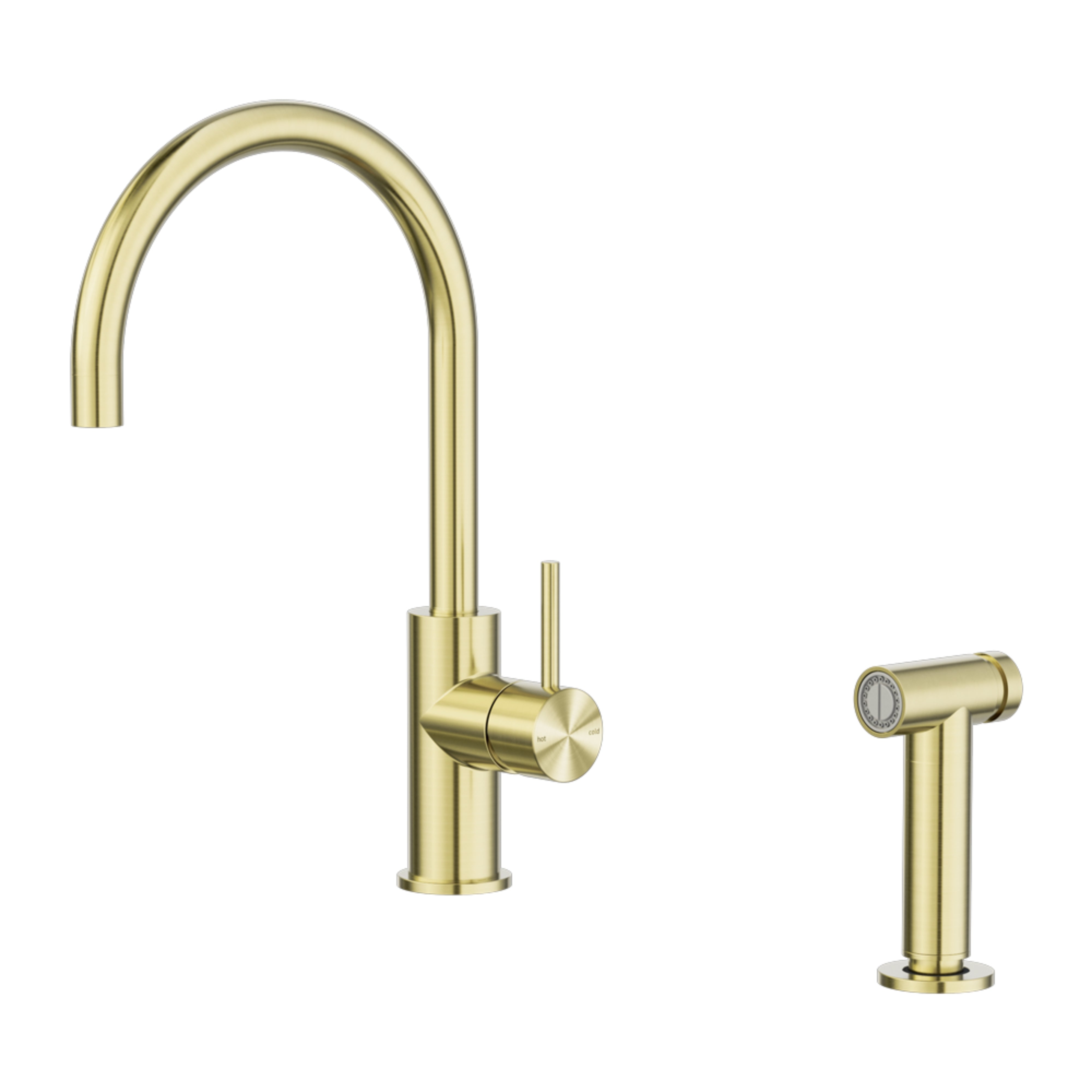 NERO ZEN PULL-OUT SINK MIXER WITH HAND SPRAY 356MM BRUSHED GOLD