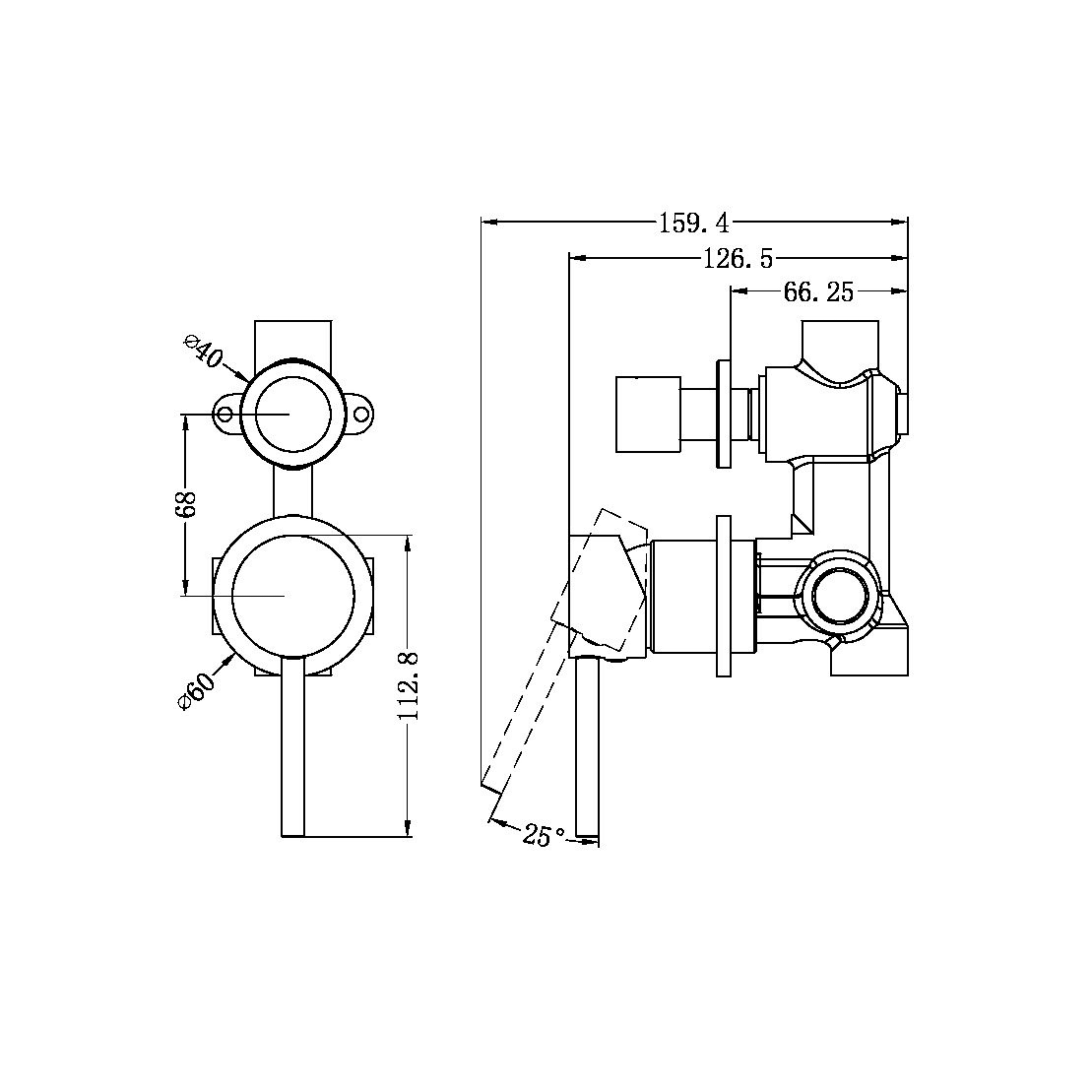 NERO DOLCE SHOWER MIXER WITH DIVERTOR SEPARATE BACK PLATE MATTE BLACK