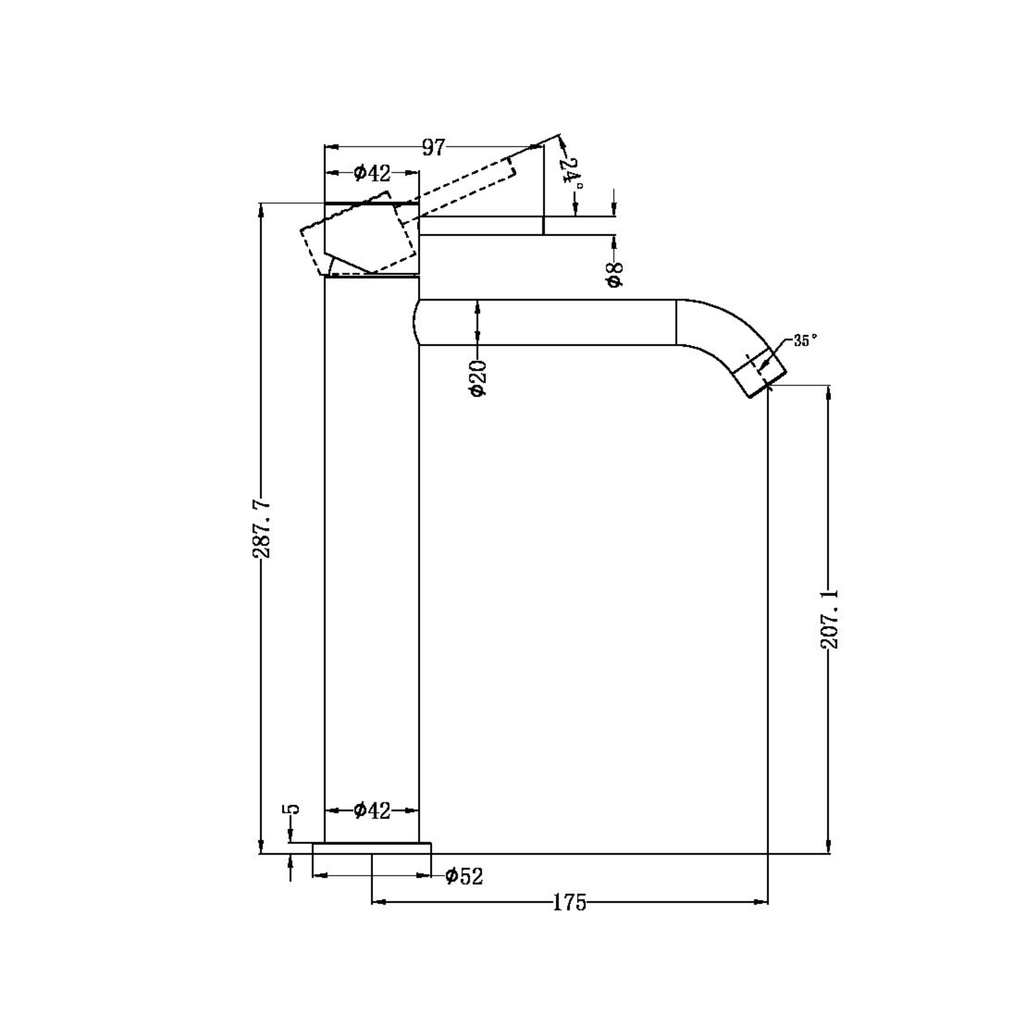 NERO ZEN TALL BASIN MIXER 288MM BRUSHED BRONZE