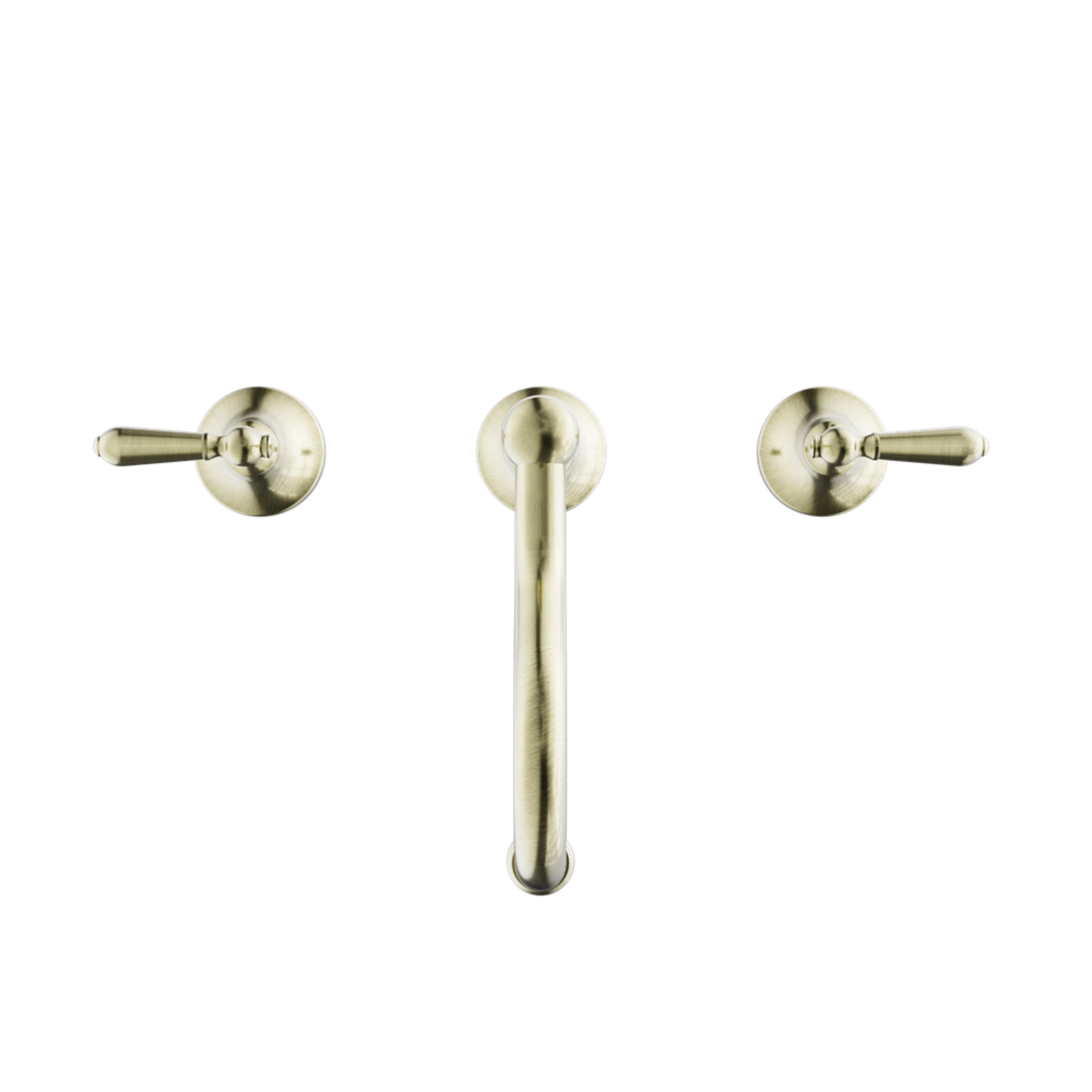 NERO YORK THREE PIECE BASIN SET WITH METAL LEVER AGED BRASS