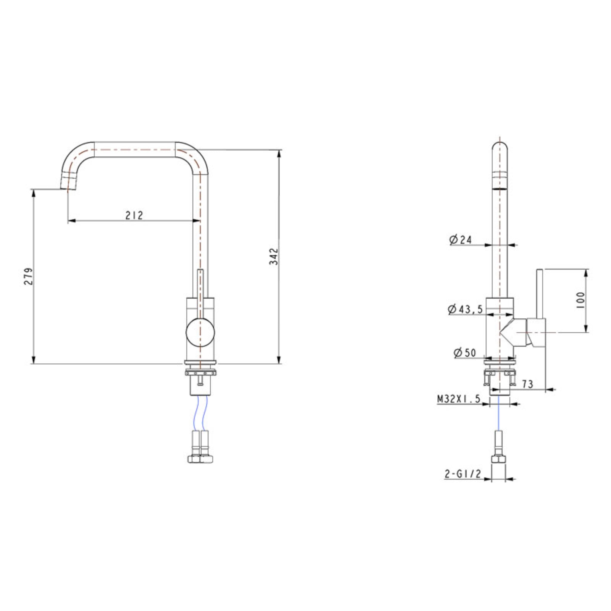 AQUAPERLA KITCHEN MIXER 310MM CHROME