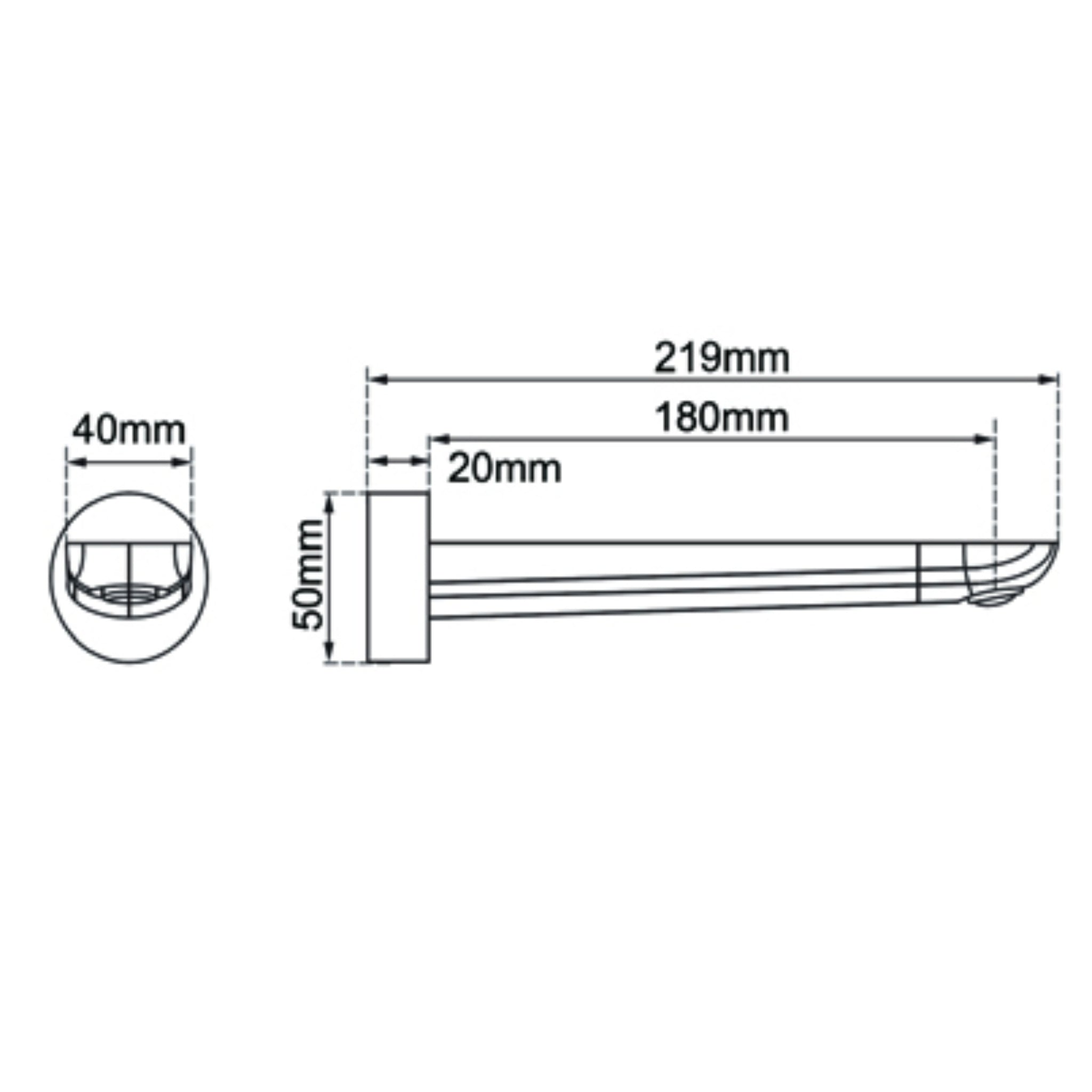 AQUAPERLA RUSHY WALL SPOUT 219MM CHROME